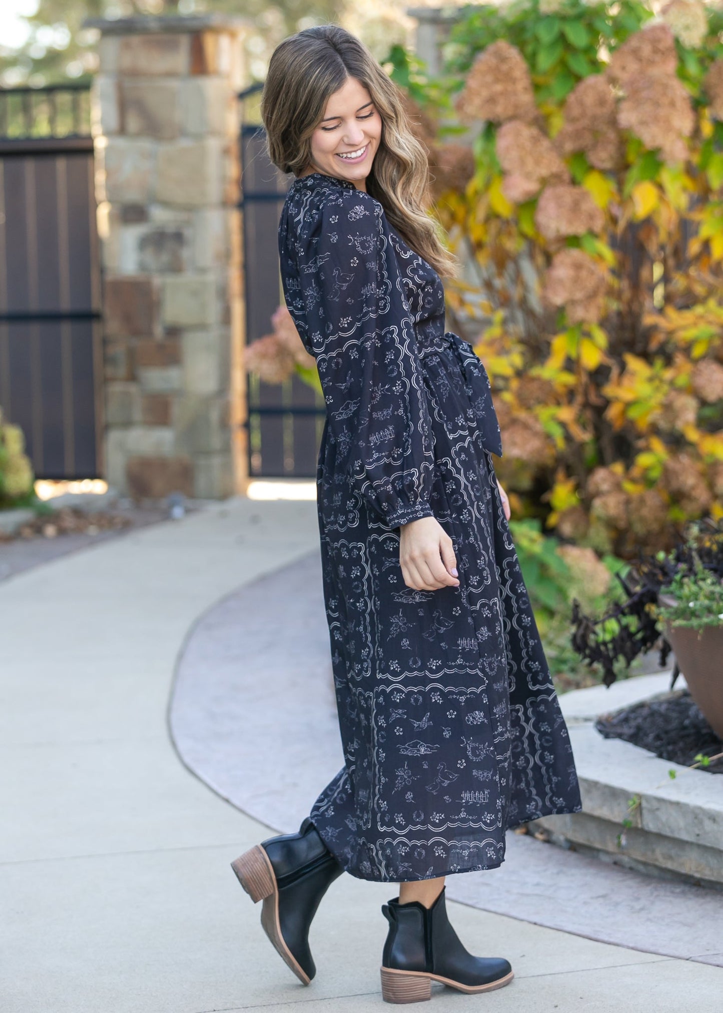 Printed Long Sleeve Maxi Dress - FINAL SALE