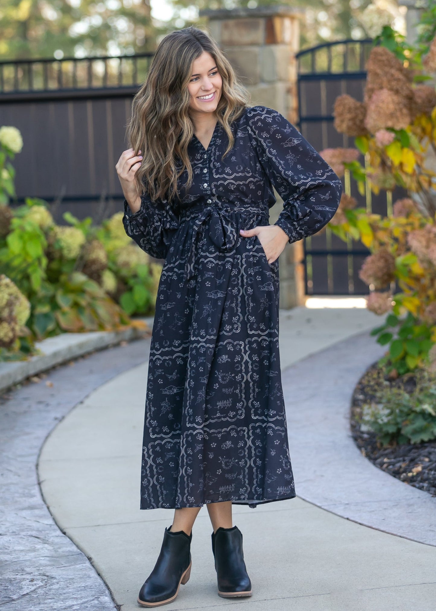 Printed Long Sleeve Maxi Dress - FINAL SALE