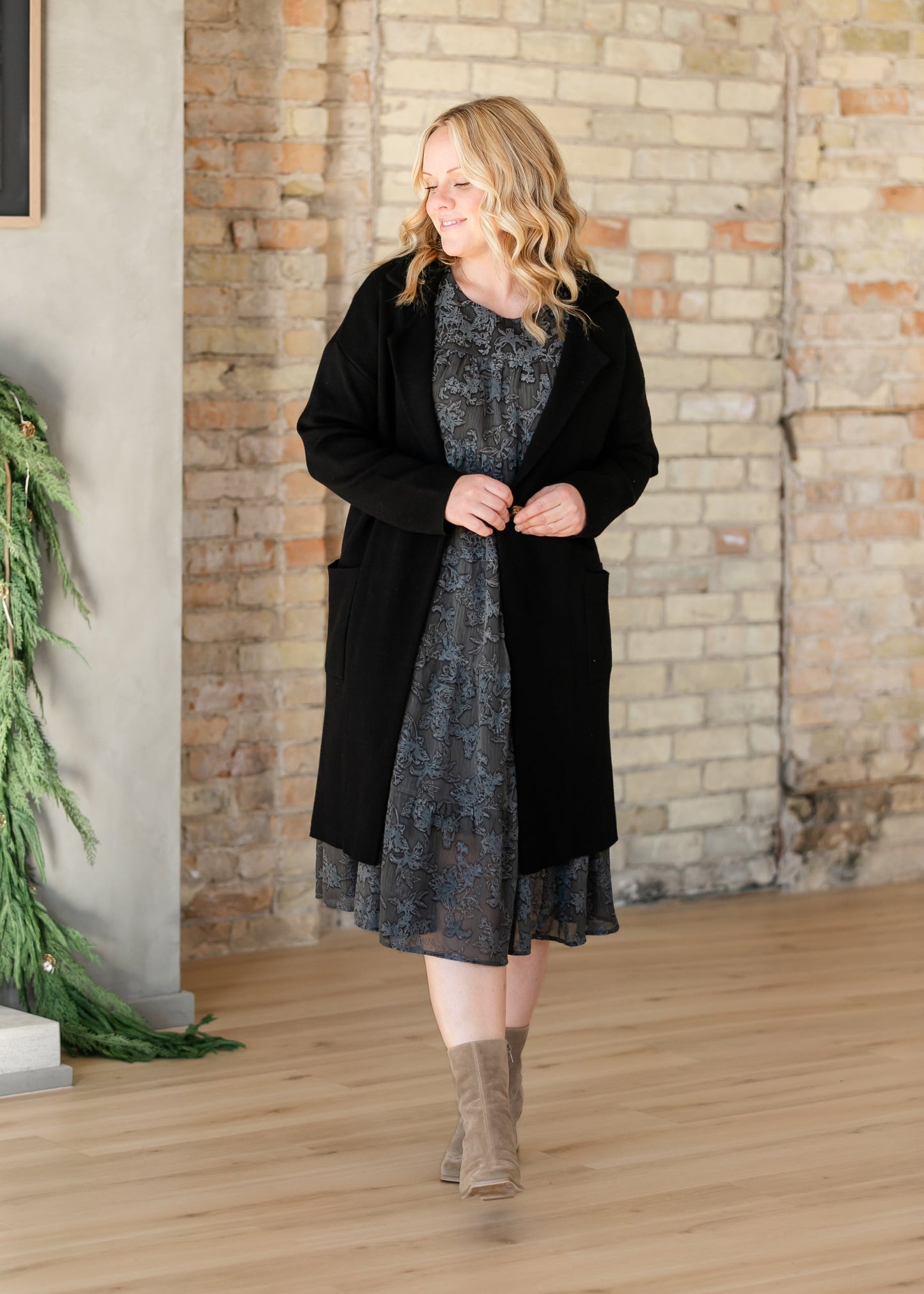 Printed Velvet Textured Floral Tiered Dress - FINAL SALE