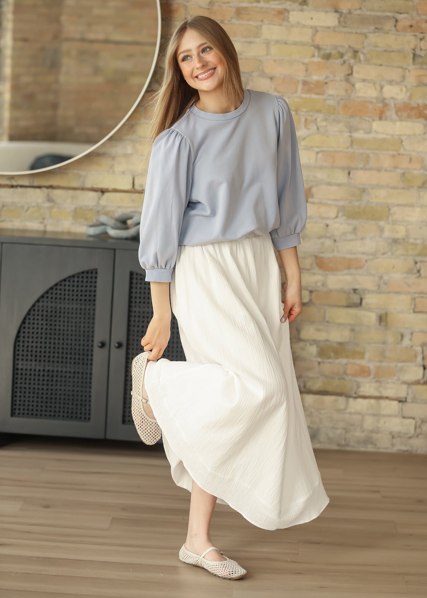 Puff 3/4 Sleeve French Terry Top