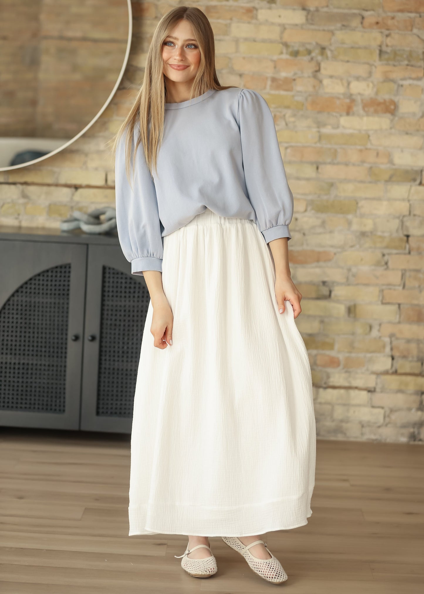 Puff 3/4 Sleeve French Terry Top