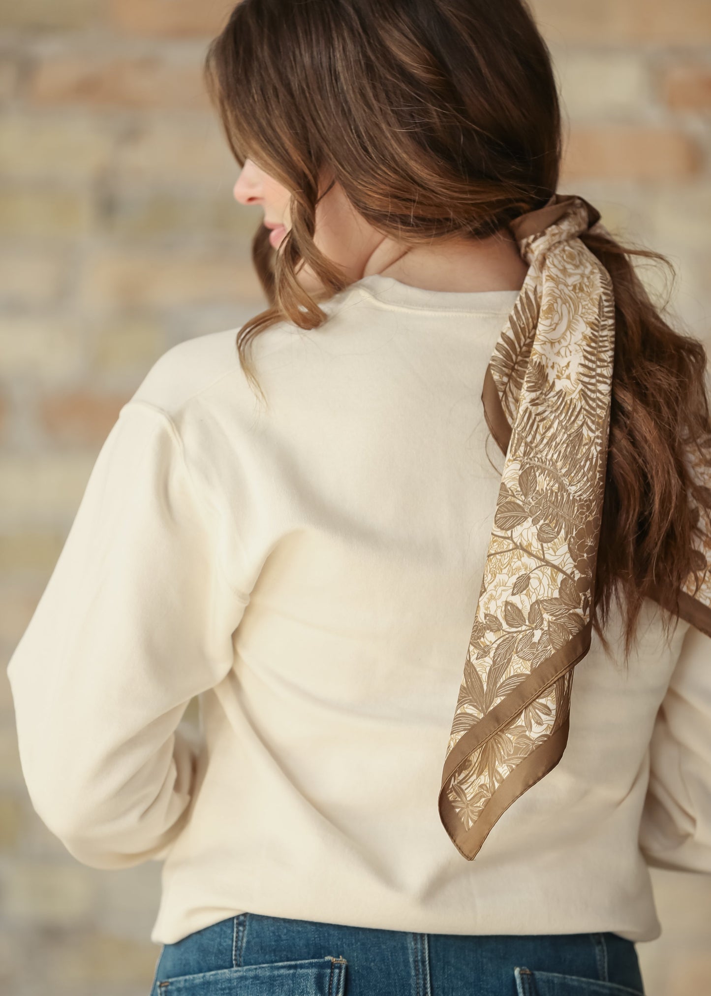 Puff Flower Cross Pullover Sweatshirt