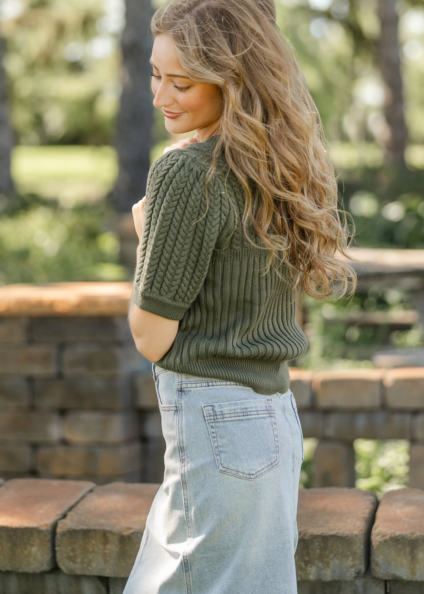 Puff Short Sleeve Cable Knit Sweater - FINAL SALE