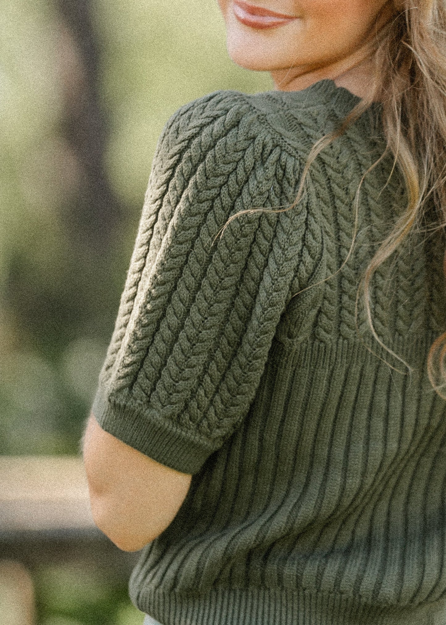Puff Short Sleeve Cable Knit Sweater - FINAL SALE