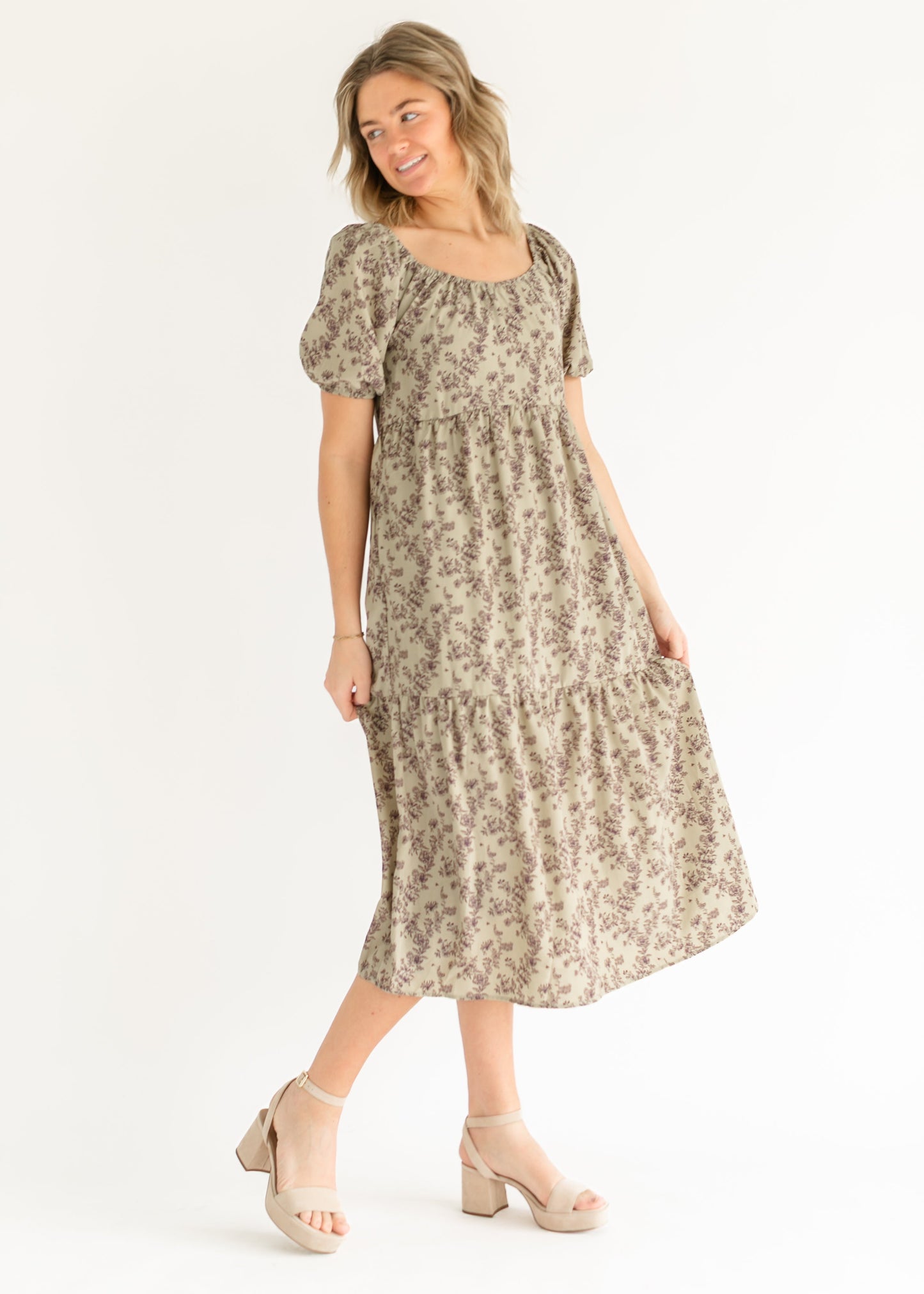 Purple Floral Midi Dress - FINAL SALE