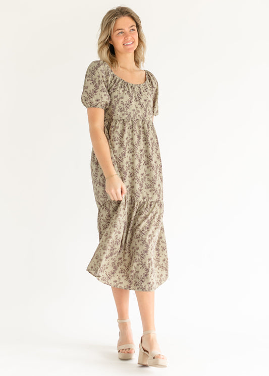 Purple Floral Midi Dress - FINAL SALE