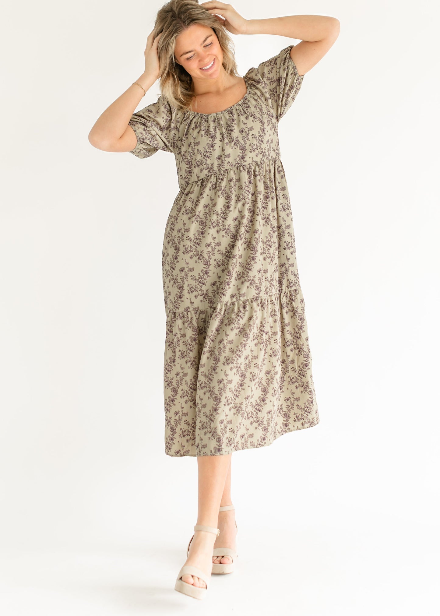 Purple Floral Midi Dress - FINAL SALE