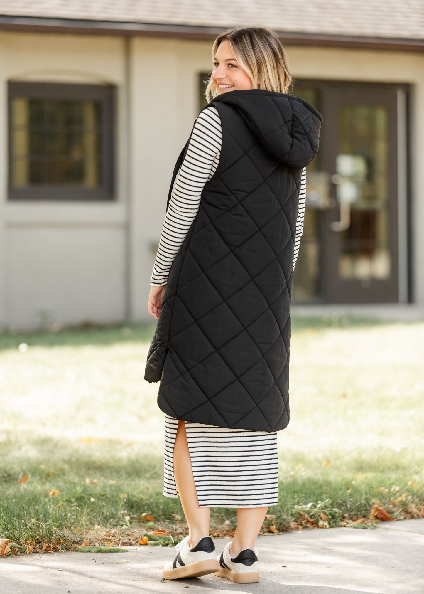 Quilted Long Hoodie Vest