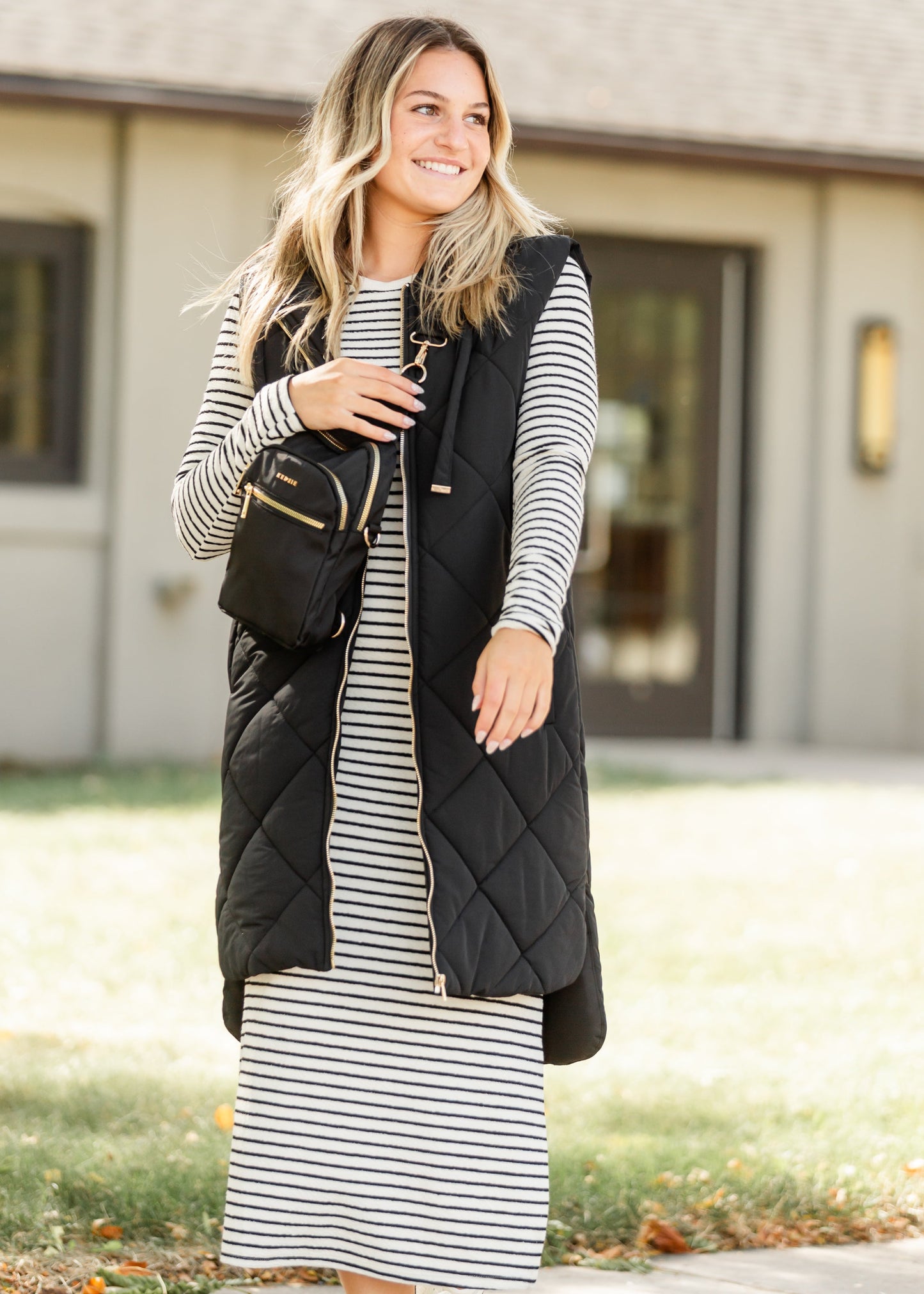 Quilted Long Hoodie Vest