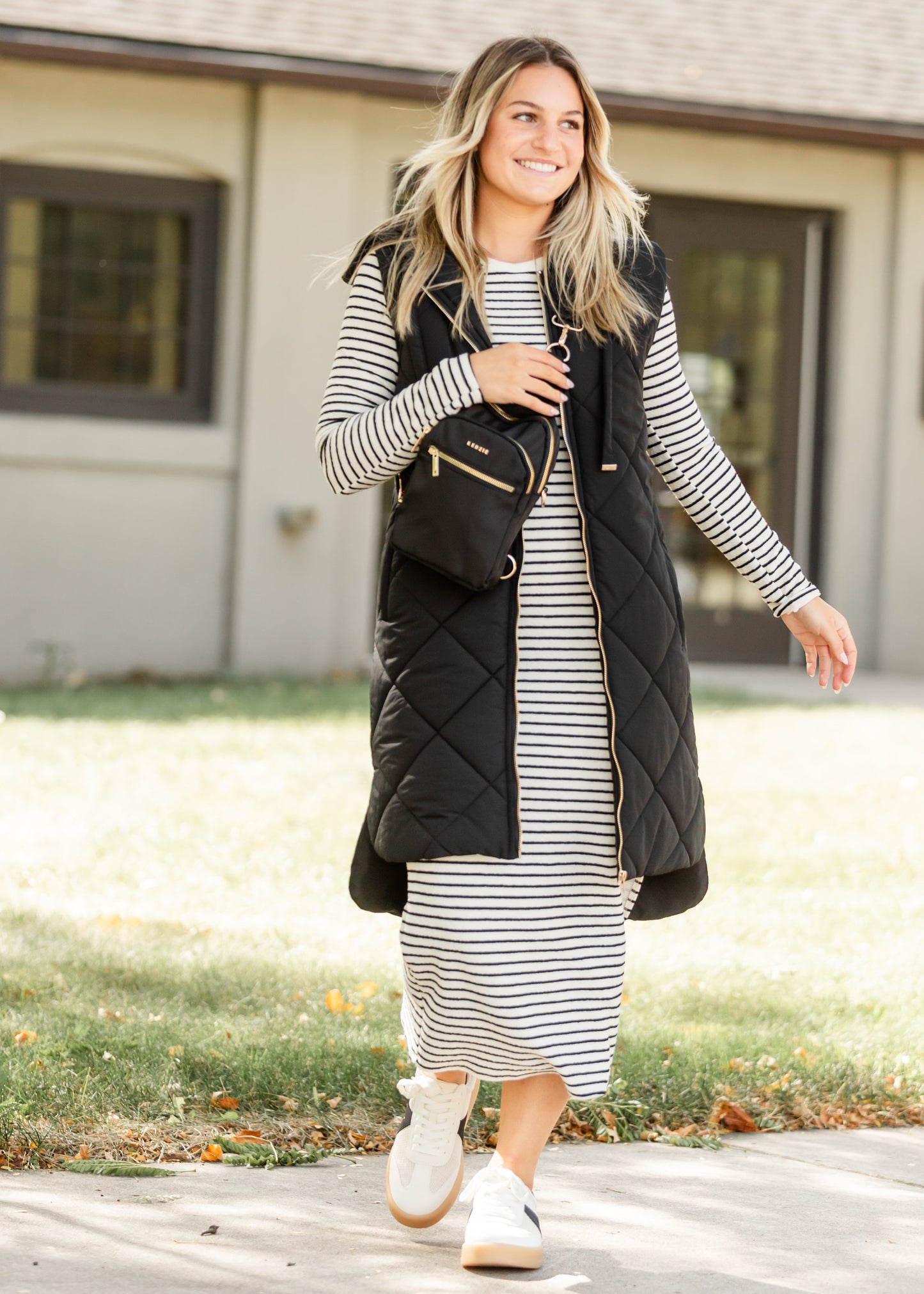Quilted Long Hoodie Vest