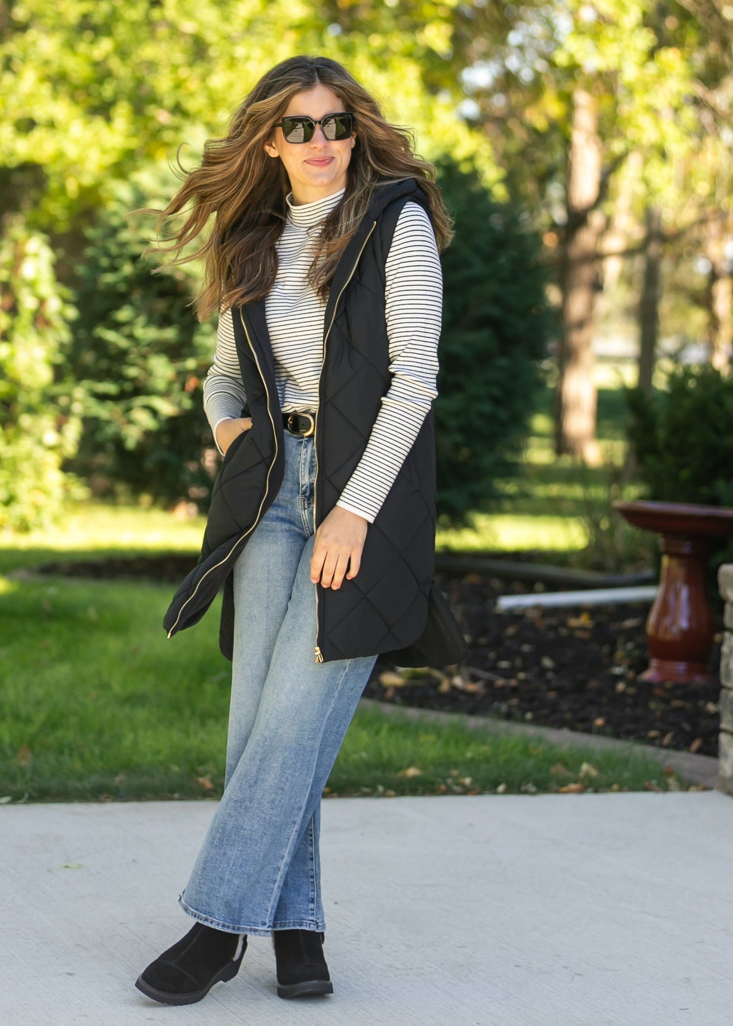 Quilted Long Hoodie Vest