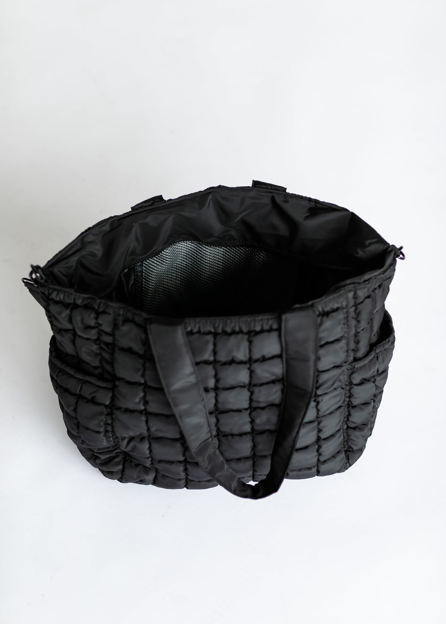 Quilted Nylon Large Tote Bag