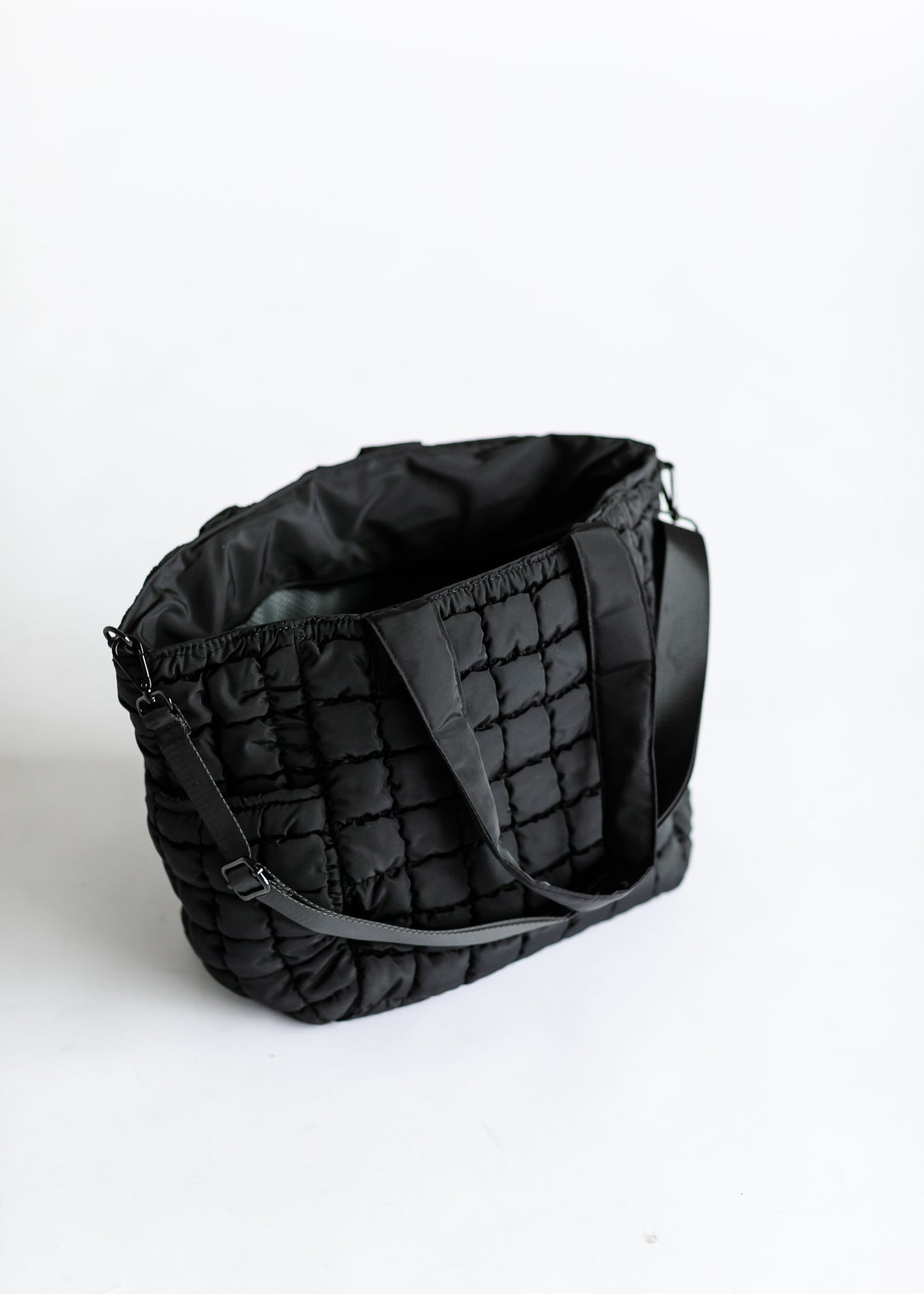 Quilted Nylon Large Tote Bag