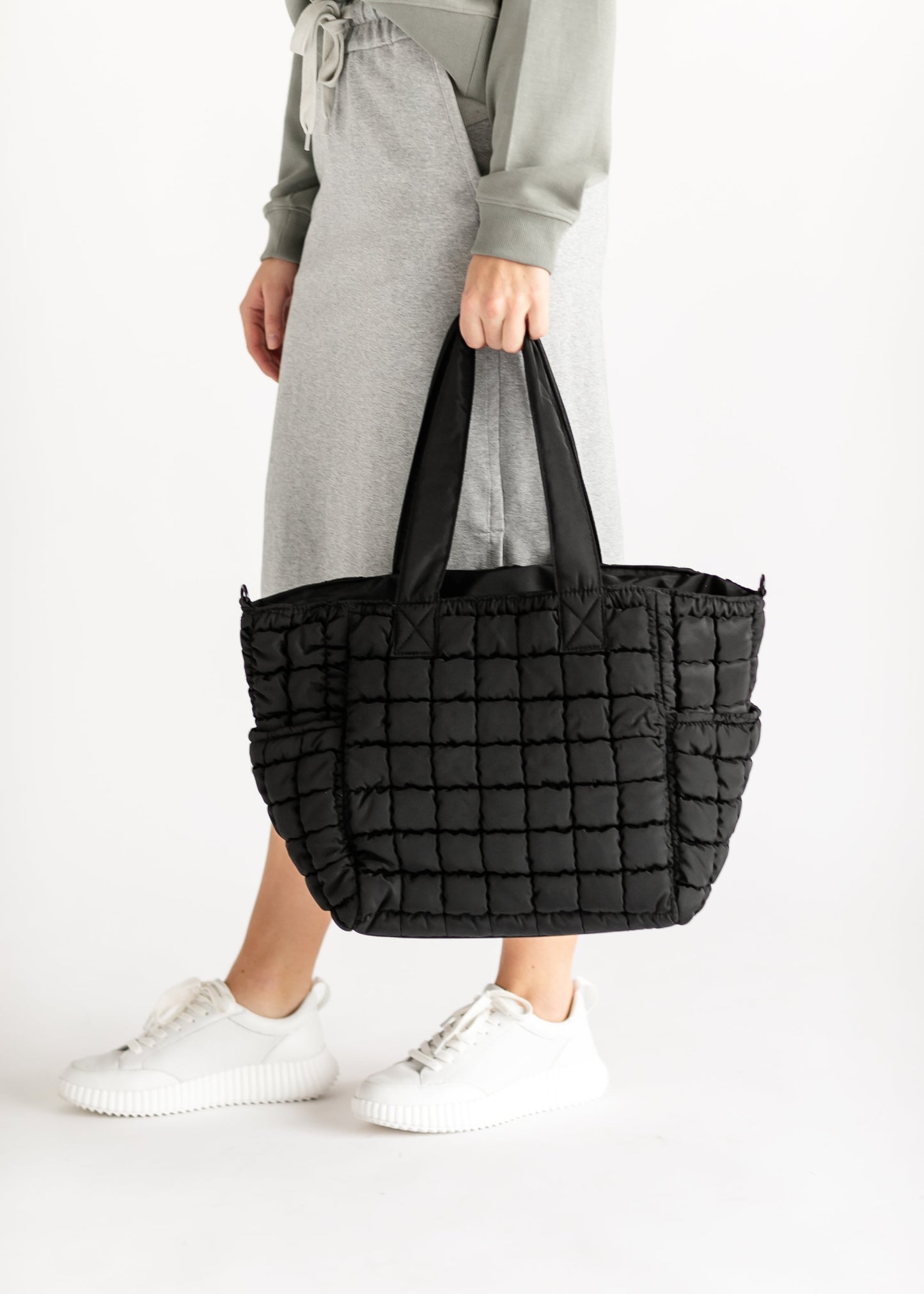 Quilted Nylon Large Tote Bag