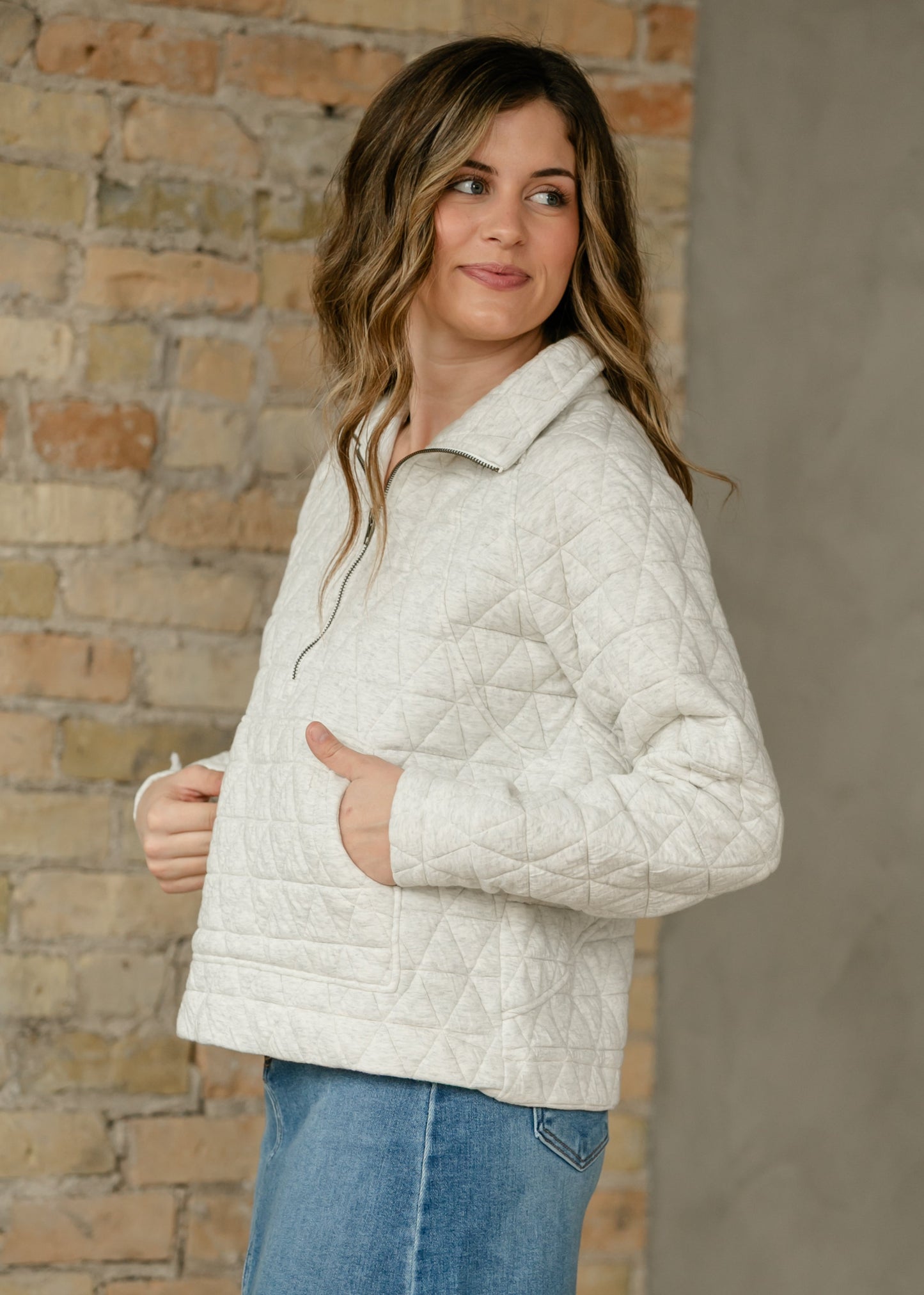 Quilted Quarter Zip Pullover