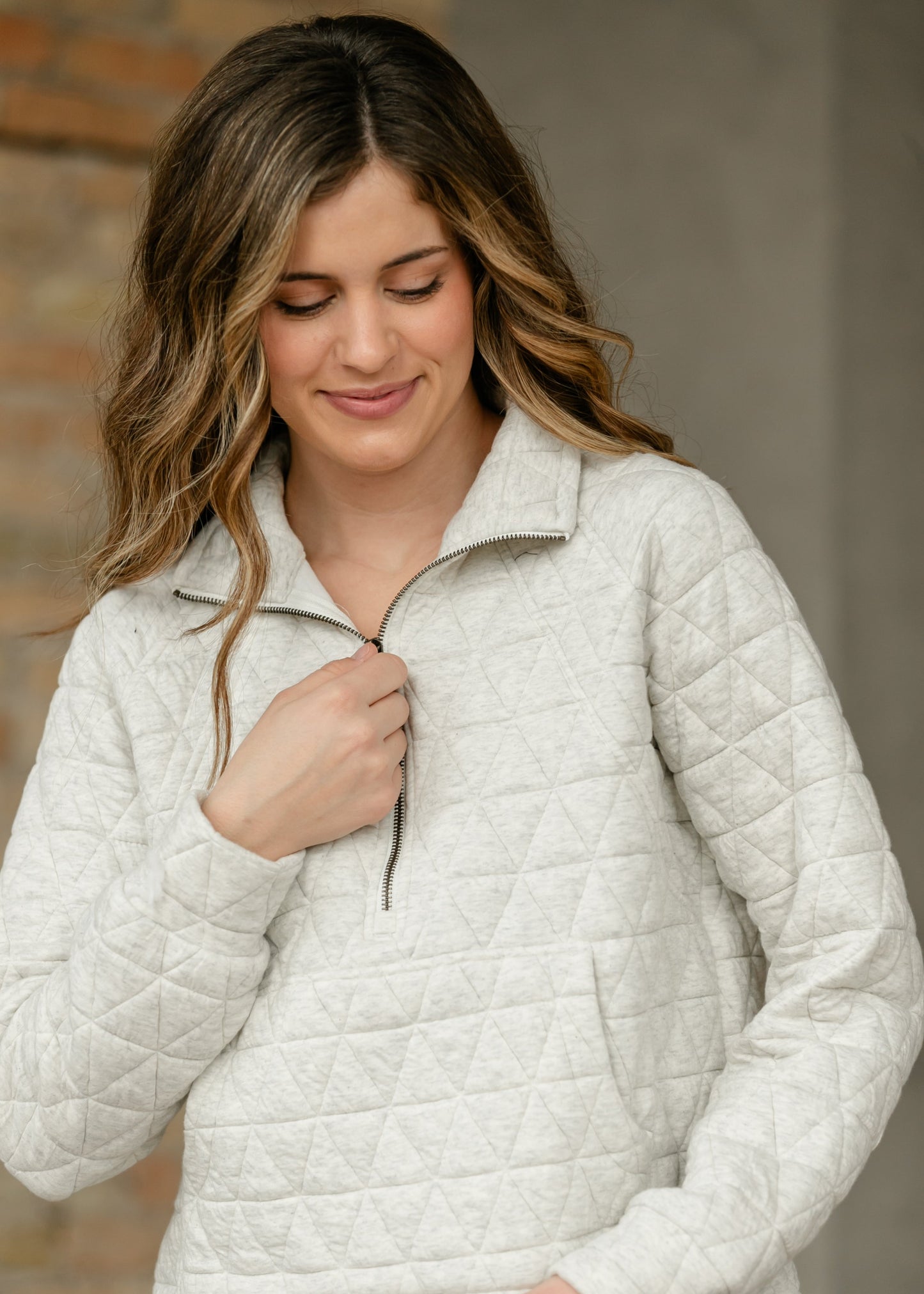 Quilted Quarter Zip Pullover