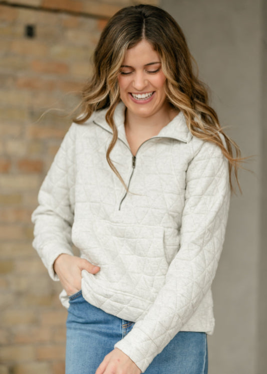Quilted Quarter Zip Pullover