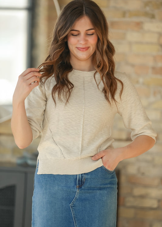 Reglan Short Sleeve Knit Sweater