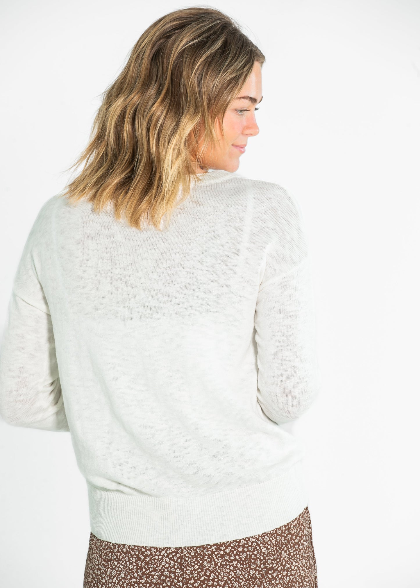 Relaxed Fit Cotton Slub Sweater - FINAL SALE