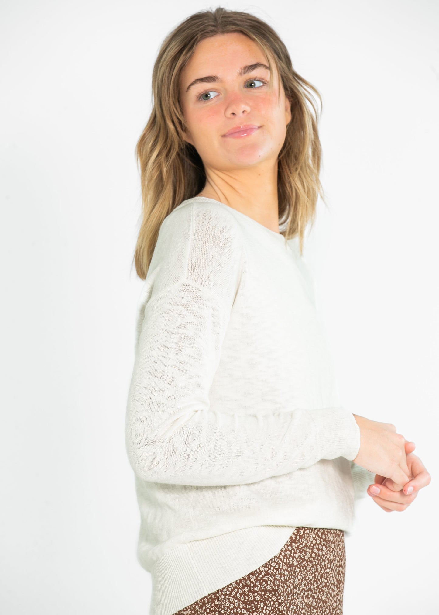 Relaxed Fit Cotton Slub Sweater - FINAL SALE