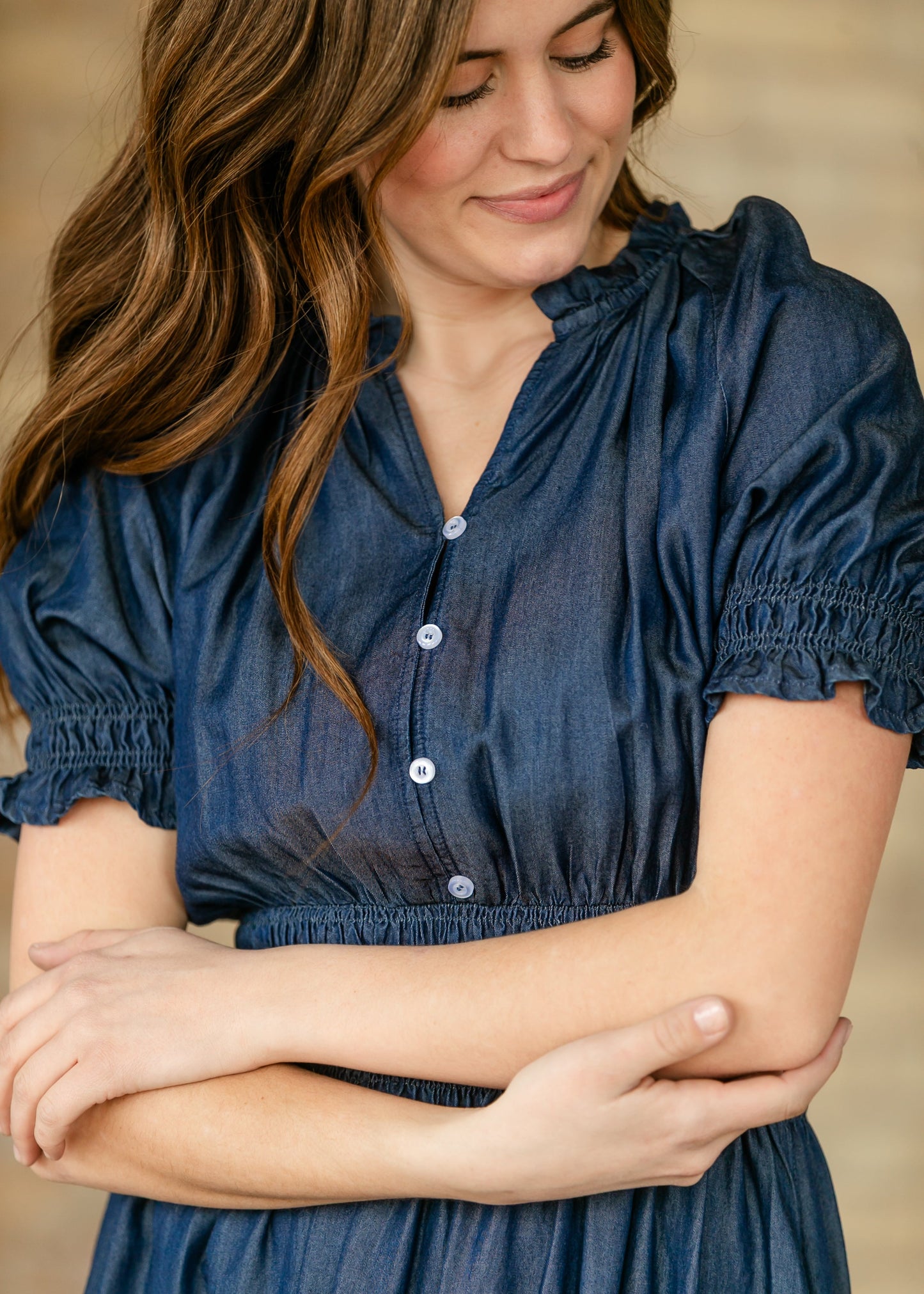 Rena Dark Chambray Midi Dress
