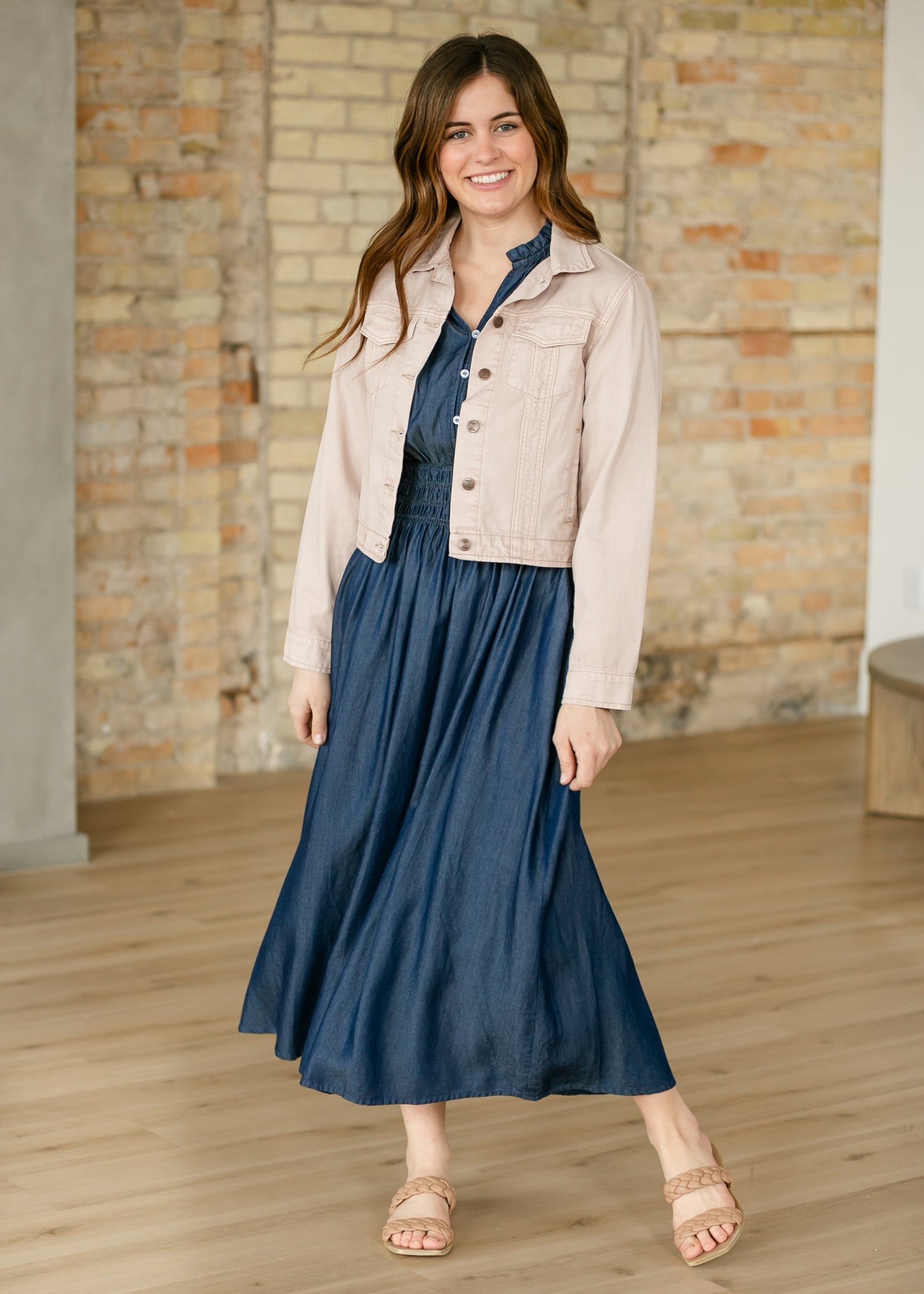 Rena Dark Chambray Midi Dress