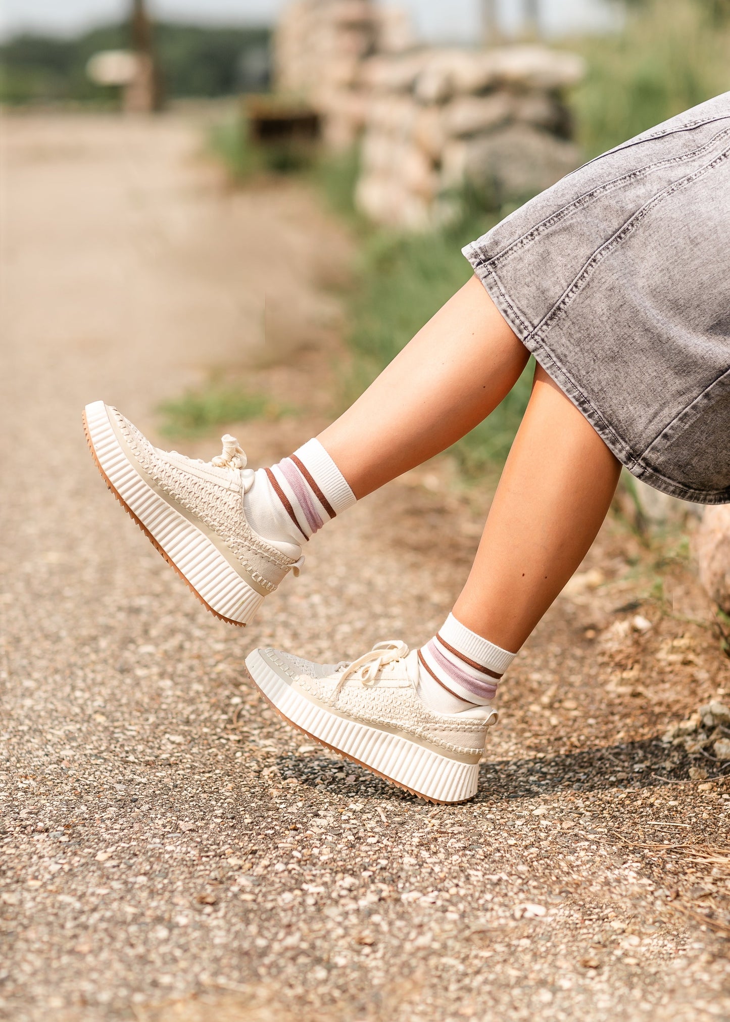 Retro Stripe Style Crew Socks - FINAL SALE