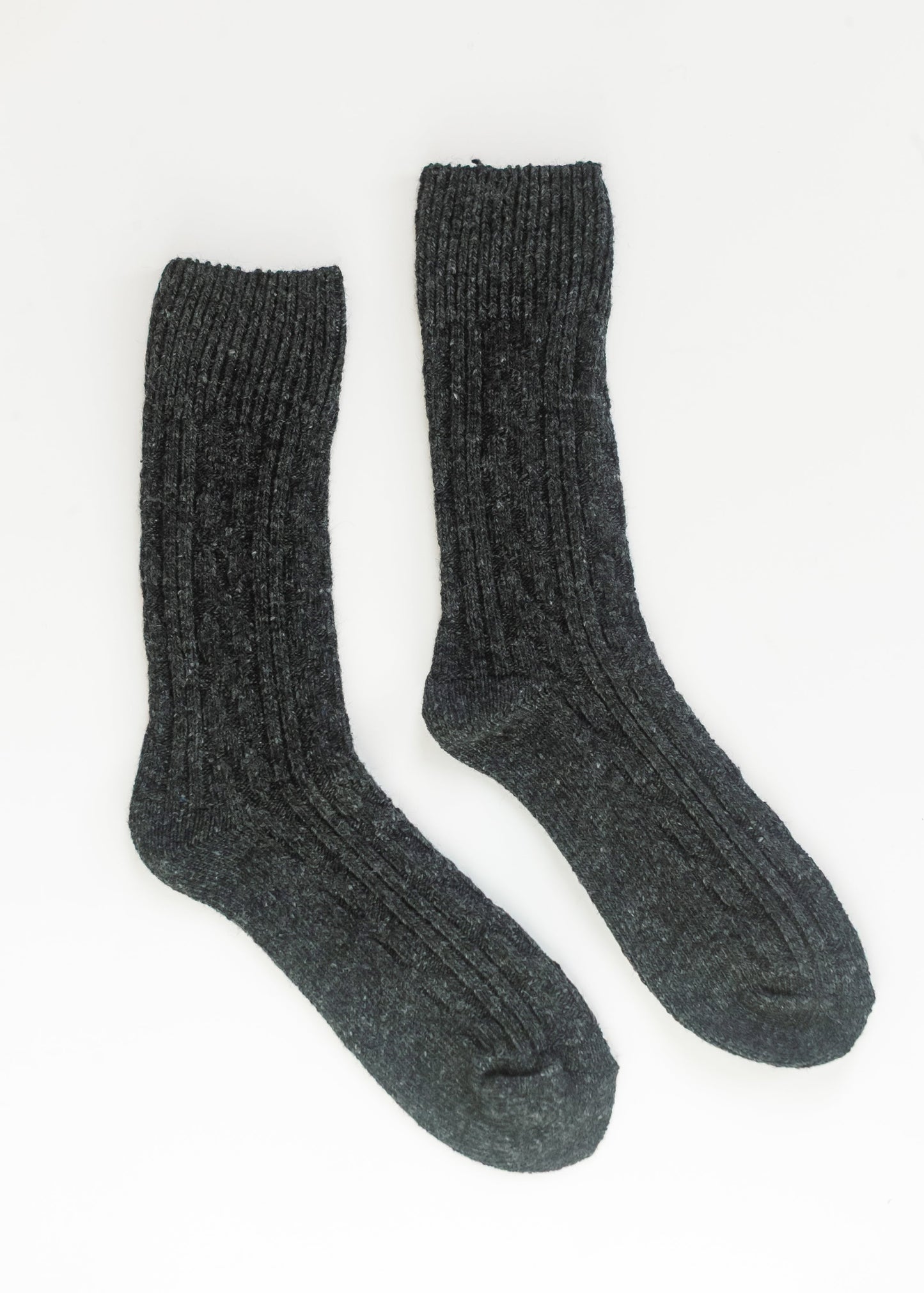 Rib Knitted Wool Blend Crew Socks