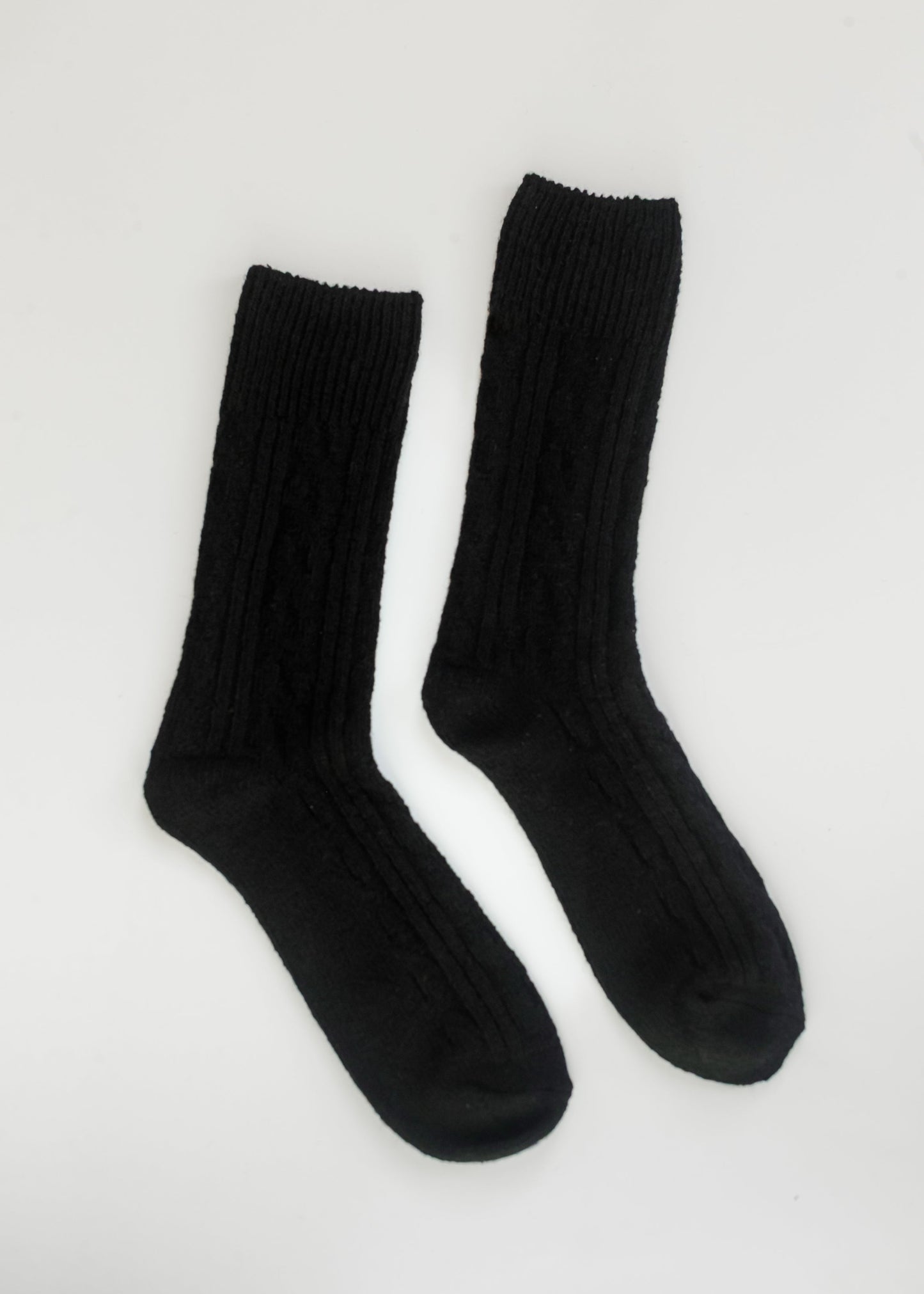 Rib Knitted Wool Blend Crew Socks