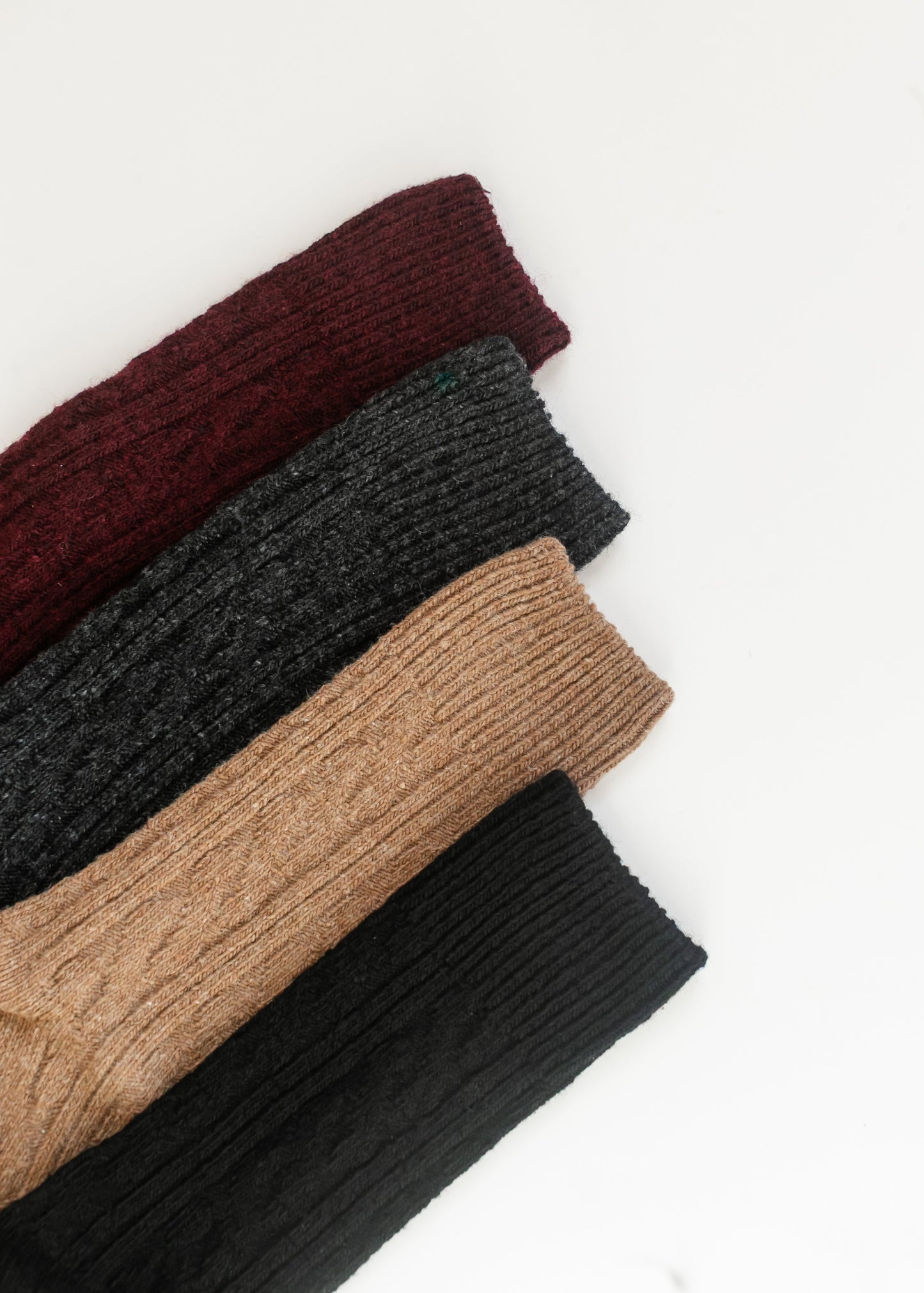 Rib Knitted Wool Blend Crew Socks