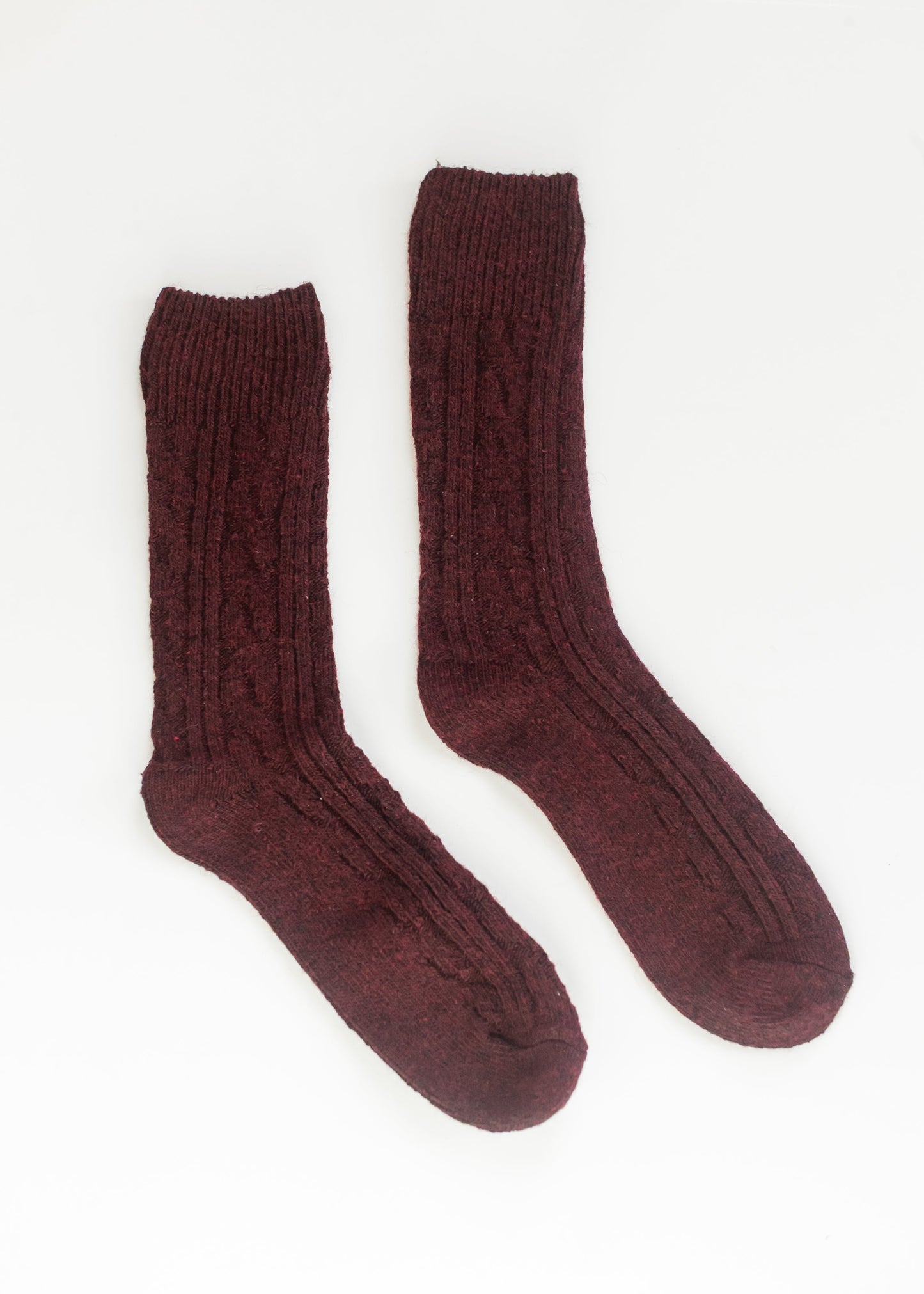 Rib Knitted Wool Blend Crew Socks