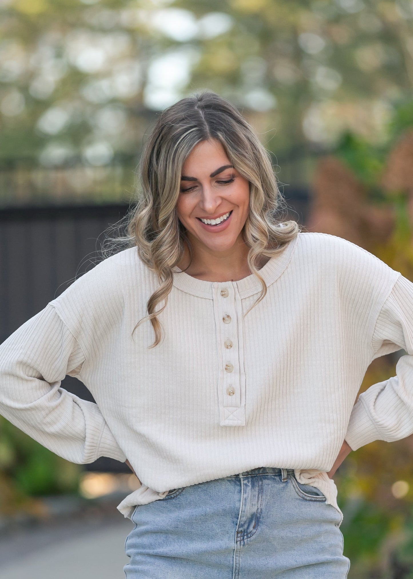 Ribbed 1/4 Button Long Sleeve Henley  - FINAL SALE