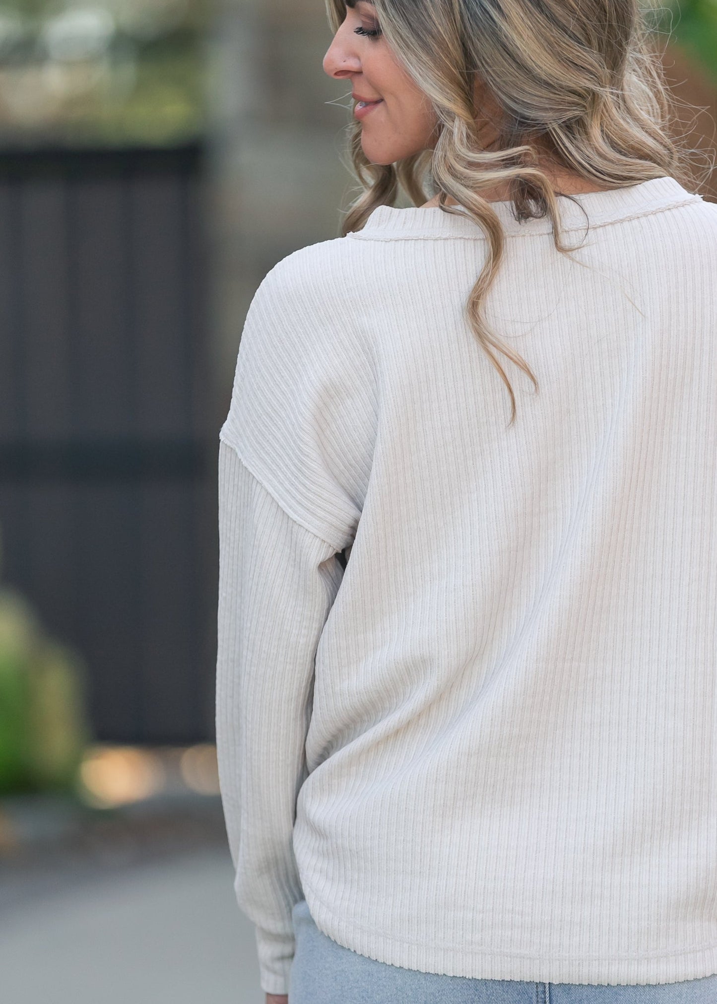 Ribbed 1/4 Button Long Sleeve Henley  - FINAL SALE