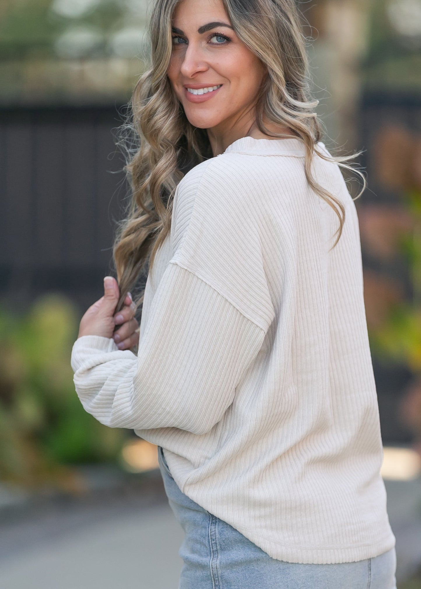 Ribbed 1/4 Button Long Sleeve Henley  - FINAL SALE