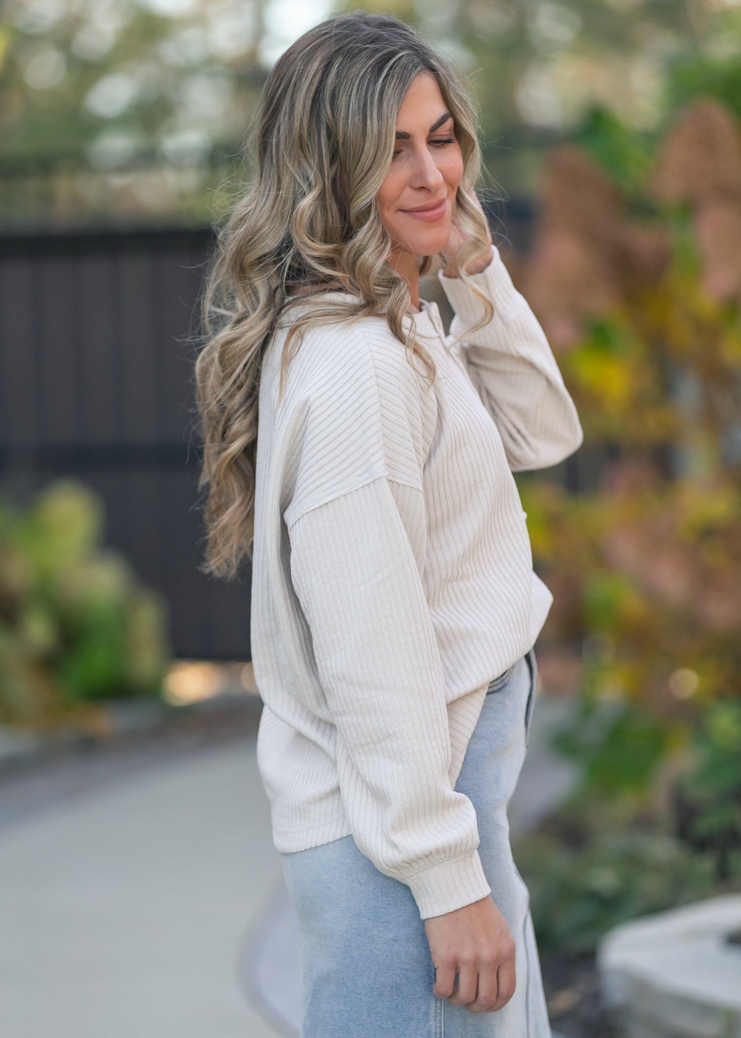 Ribbed 1/4 Button Long Sleeve Henley  - FINAL SALE