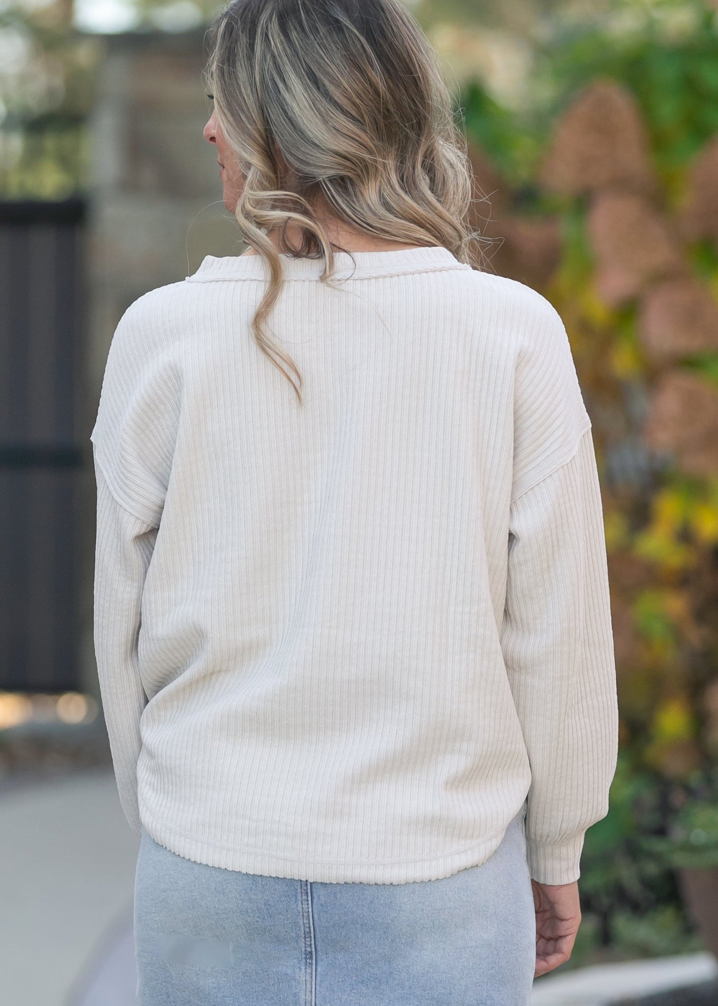 Ribbed 1/4 Button Long Sleeve Henley  - FINAL SALE