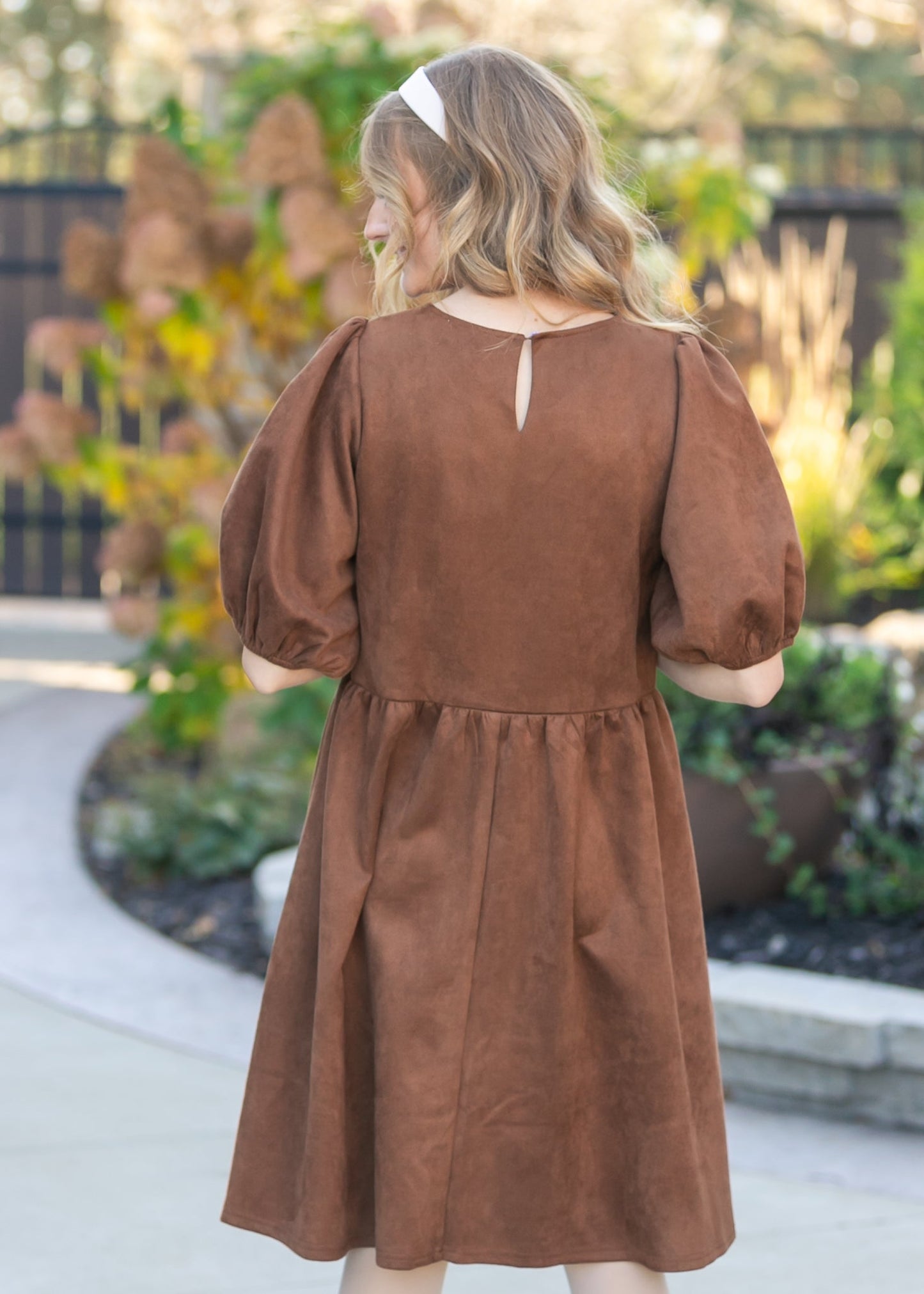 Ribbon Embroidered Suede Dress - FINAL SALE