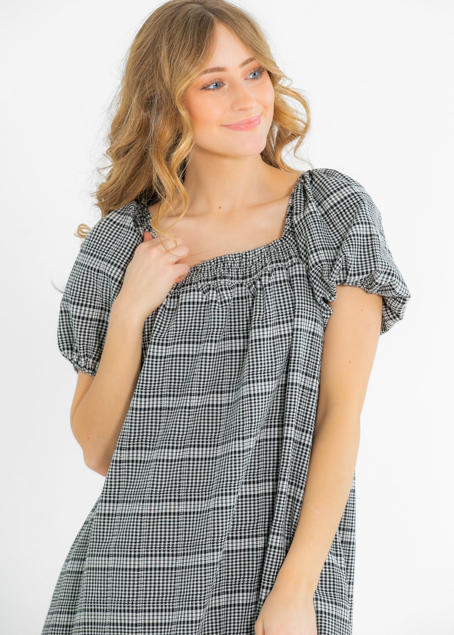 Riley Black Checkered Short Sleeve Dress - FINAL SALE