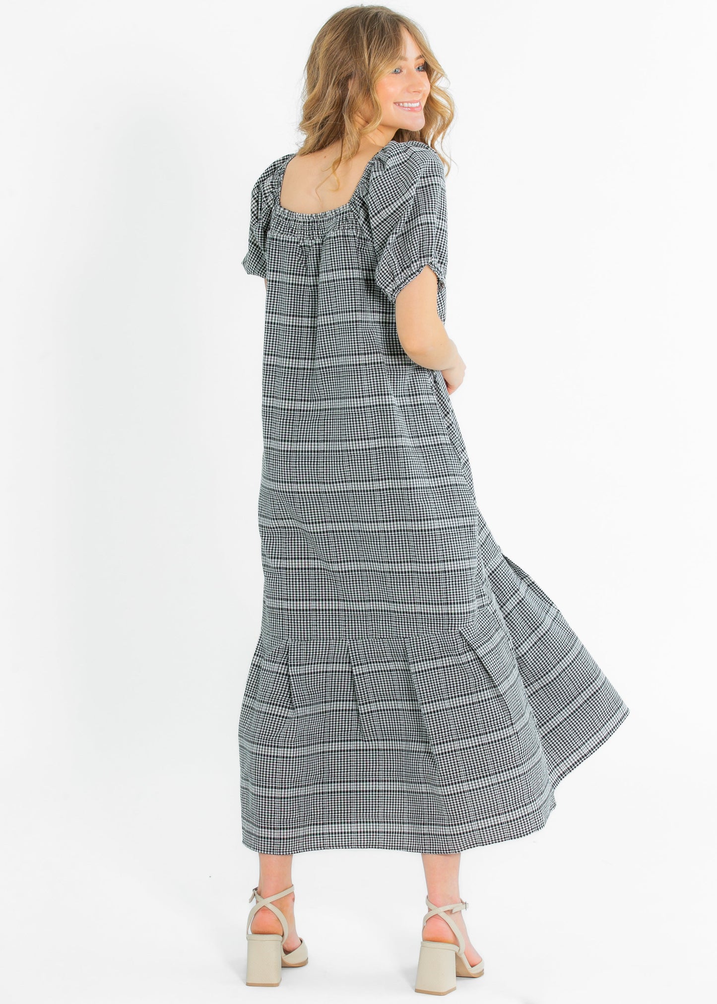 Riley Black Checkered Short Sleeve Dress - FINAL SALE