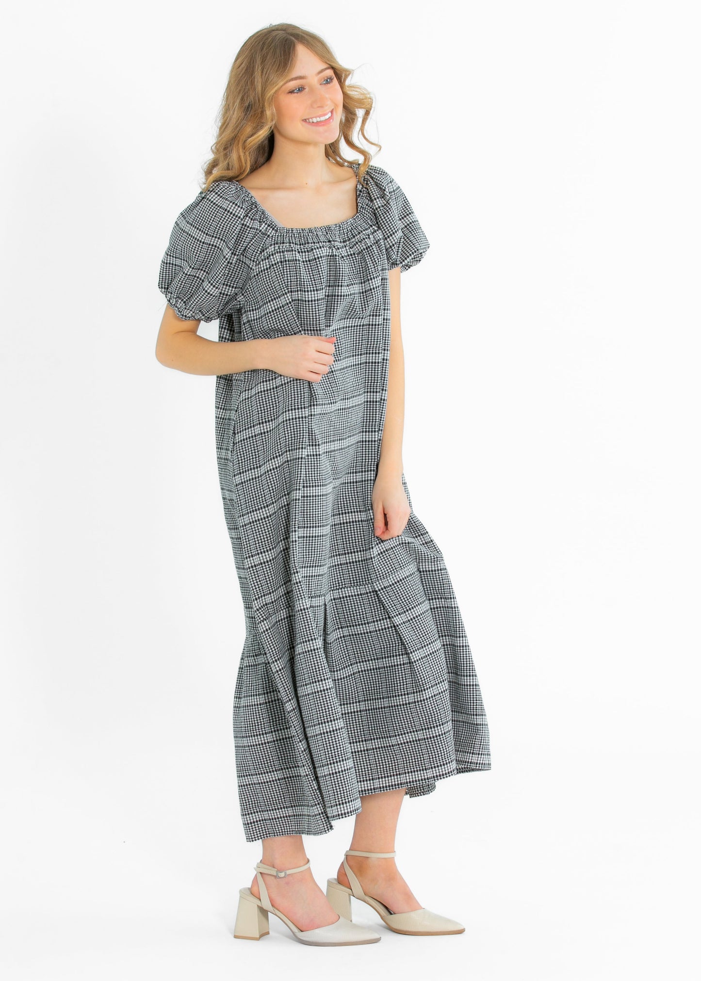 Riley Black Checkered Short Sleeve Dress - FINAL SALE