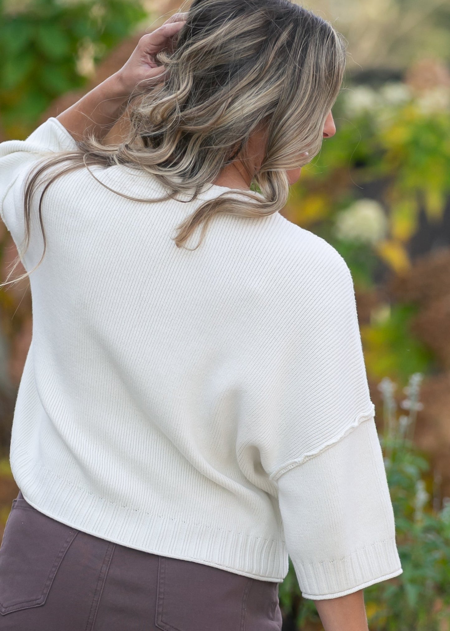 Rolled Hem Drop Shoulder Knit Top - FINAL SALE