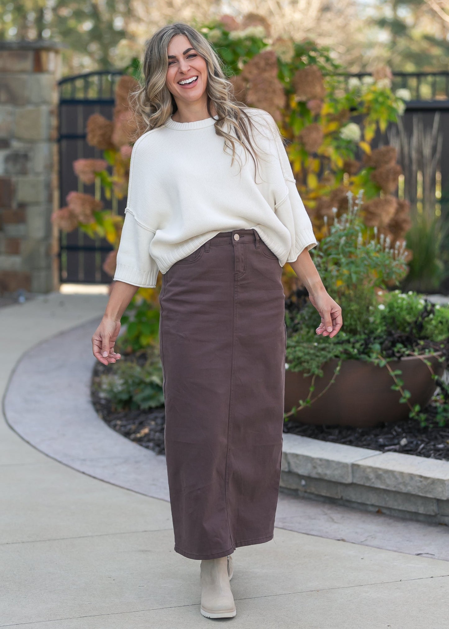 Rolled Hem Drop Shoulder Knit Top - FINAL SALE
