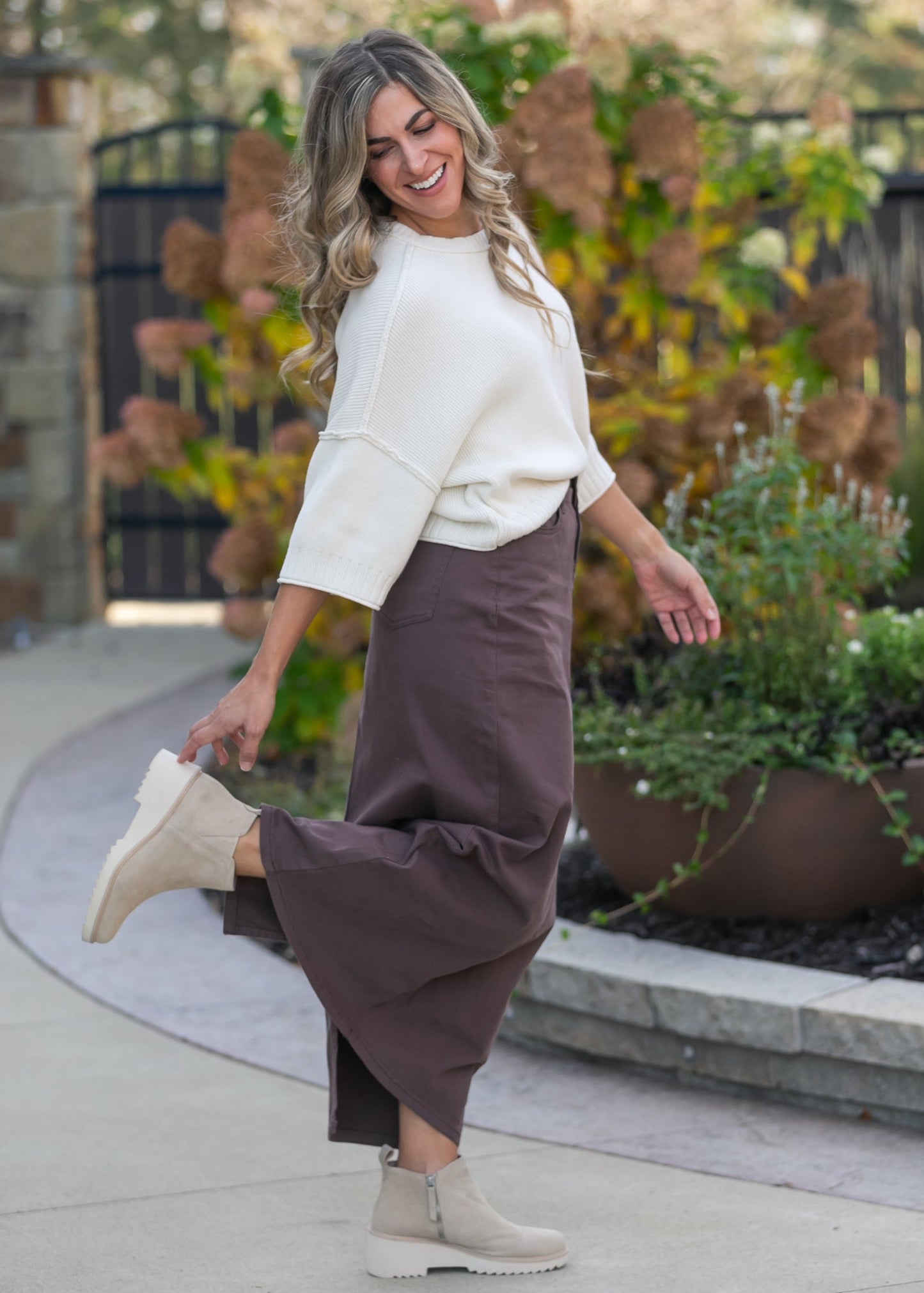 Rolled Hem Drop Shoulder Knit Top - FINAL SALE
