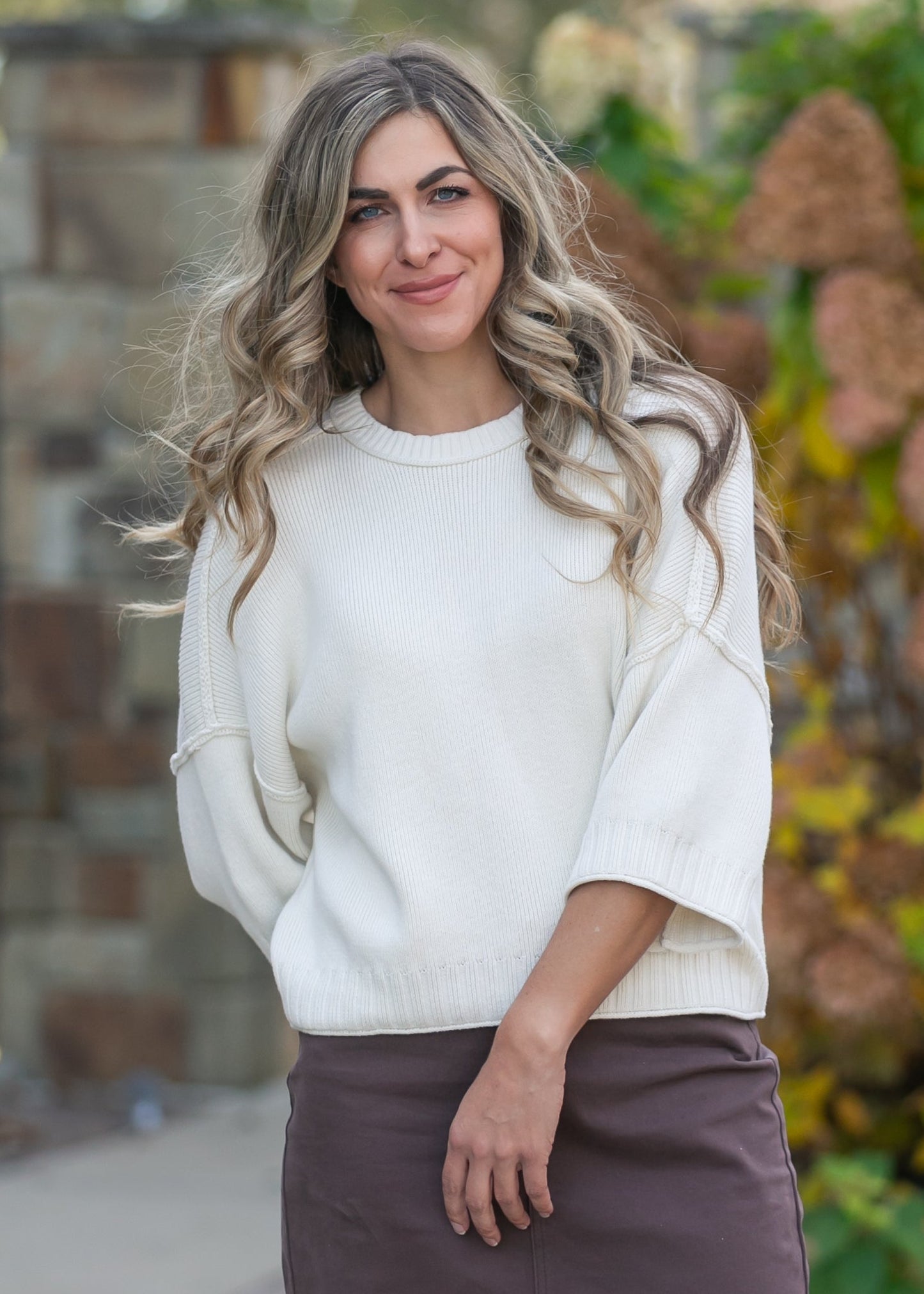 Rolled Hem Drop Shoulder Knit Top - FINAL SALE