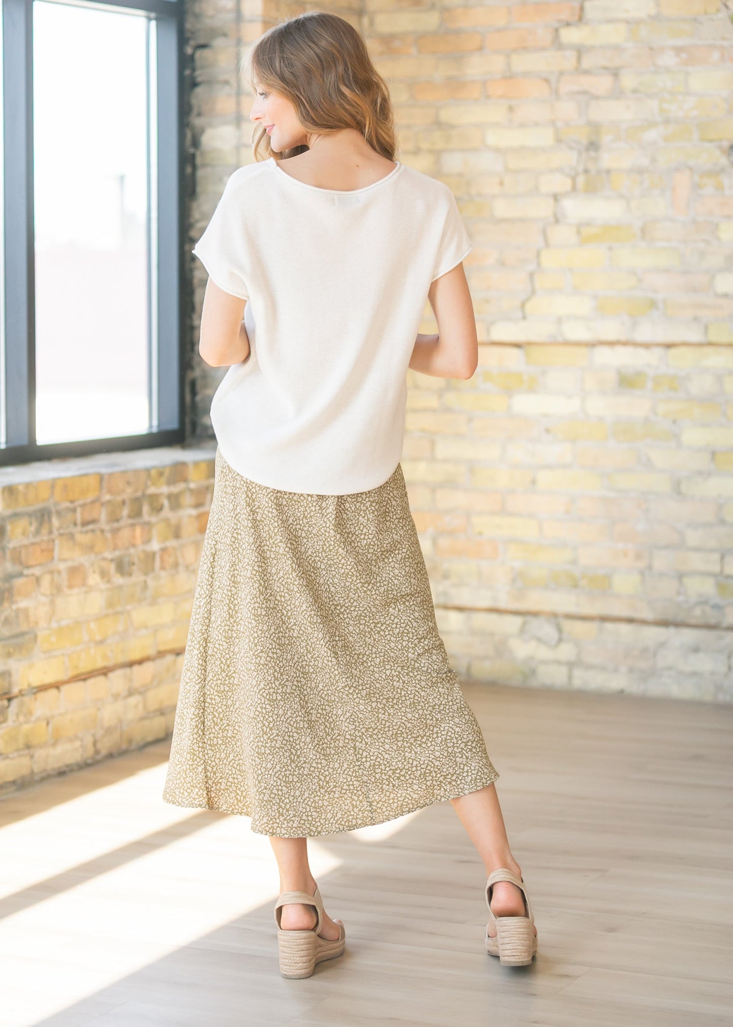 Rolled Seam Knit Sweater Tee