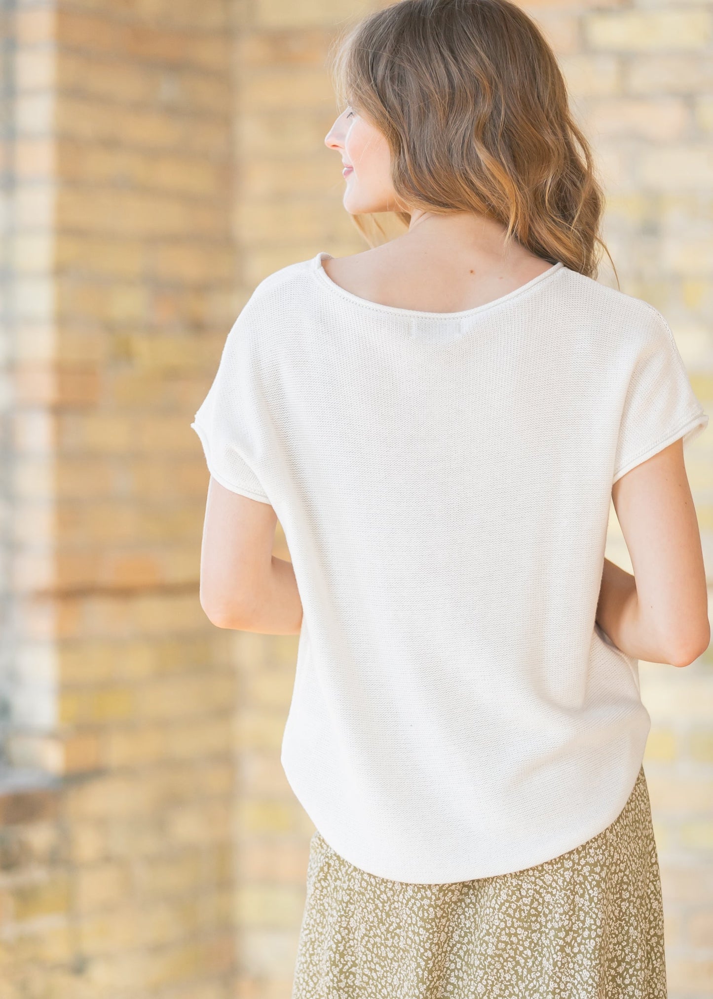 Rolled Seam Knit Sweater Tee