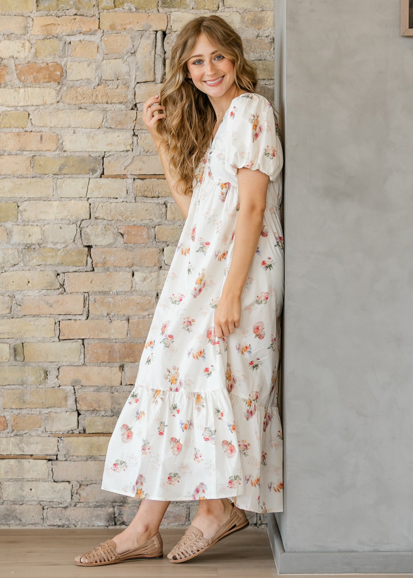 Romantic Floral Puff Sleeve Maxi Dress - FINAL SALE