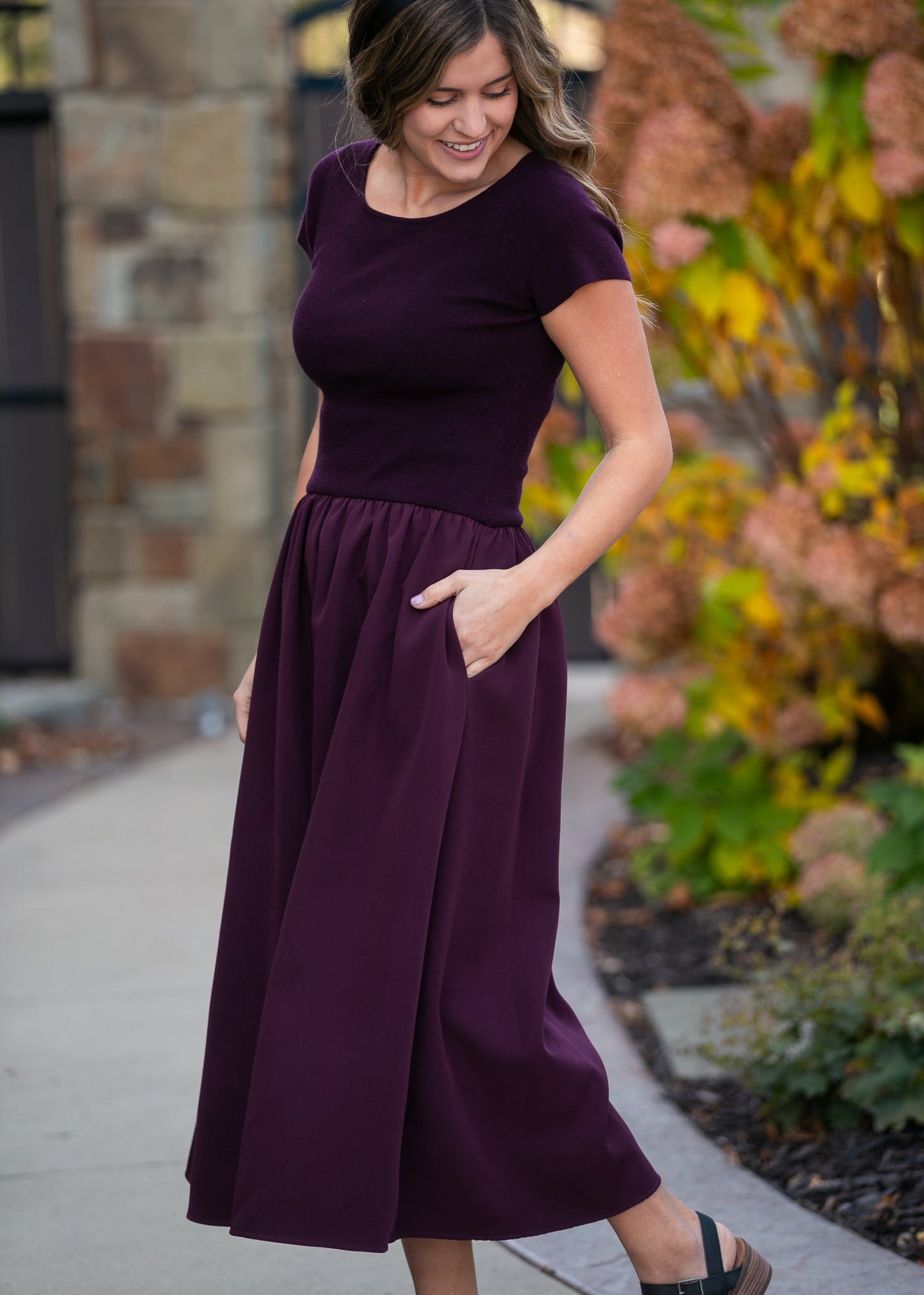 Round Neck Knit Mix Maxi Dress