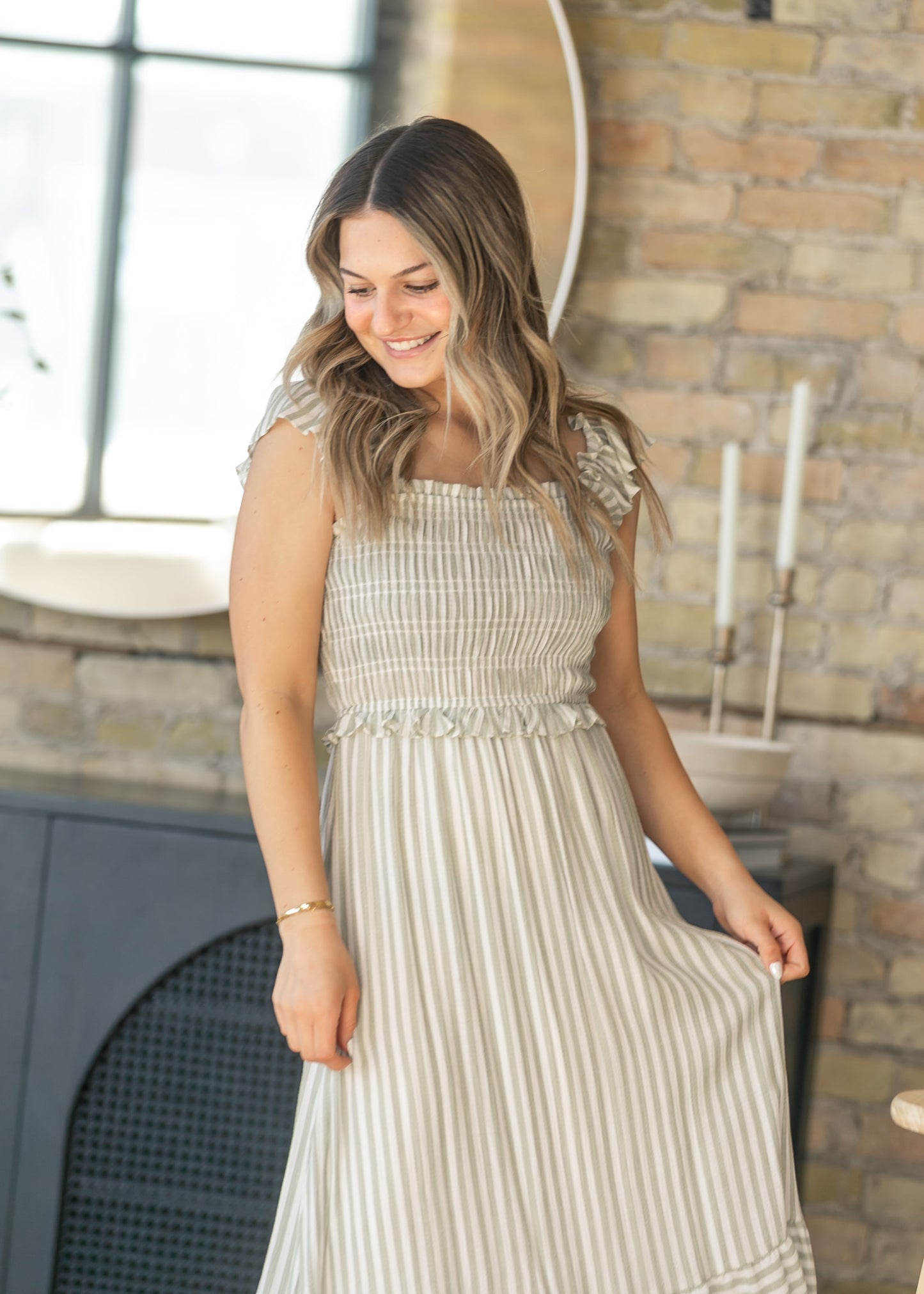 Ruffle Sleeve Square Neck Maxi Dress