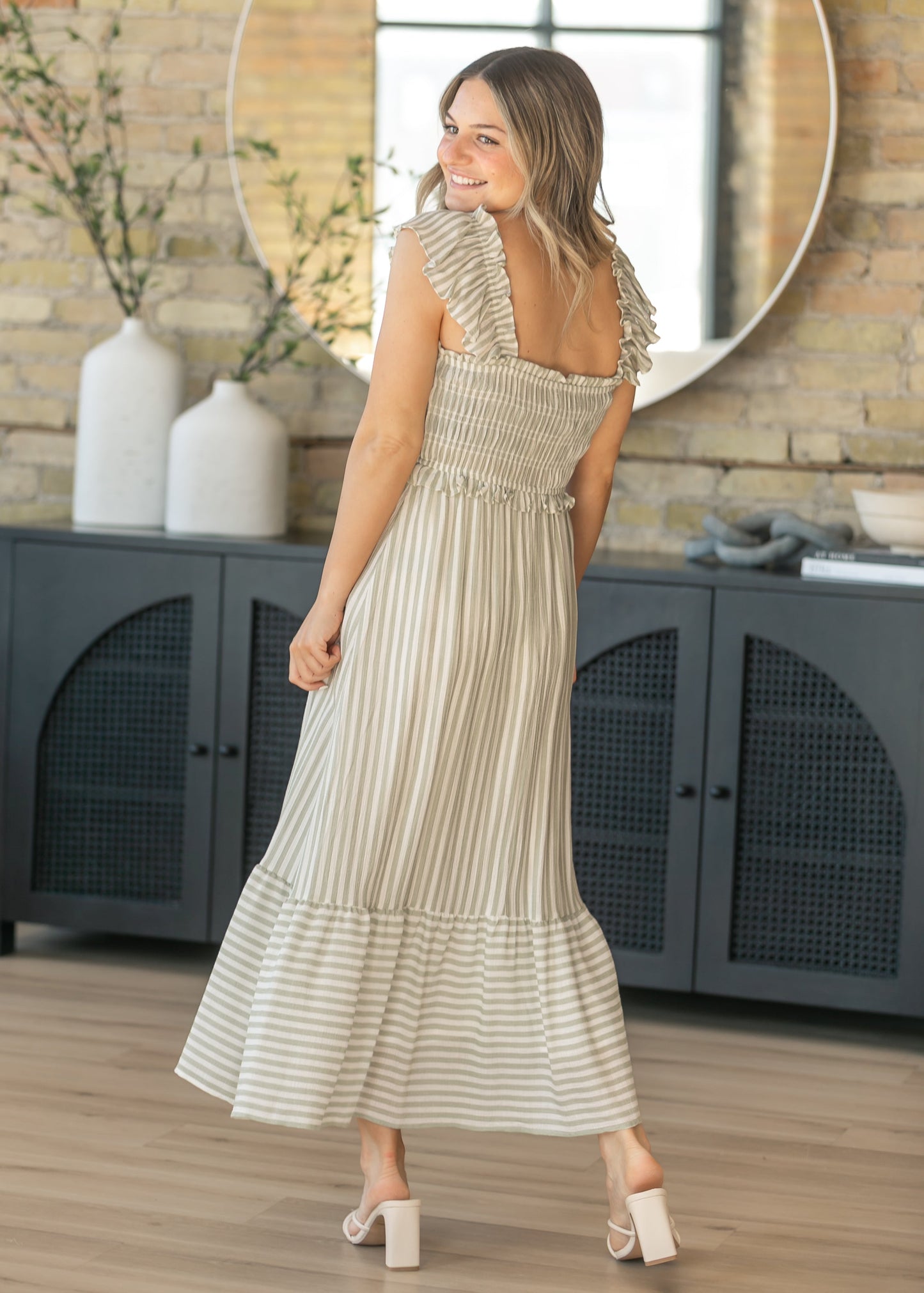 Ruffle Sleeve Square Neck Maxi Dress